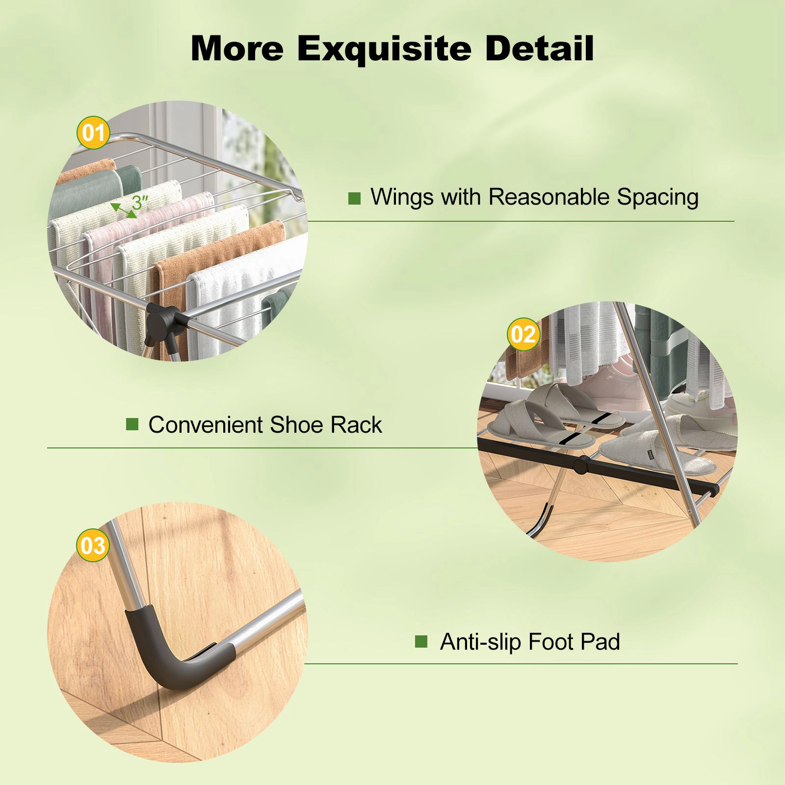 SlickBlue Portable Aluminum Clothes Drying Rack, Adjustable Wings