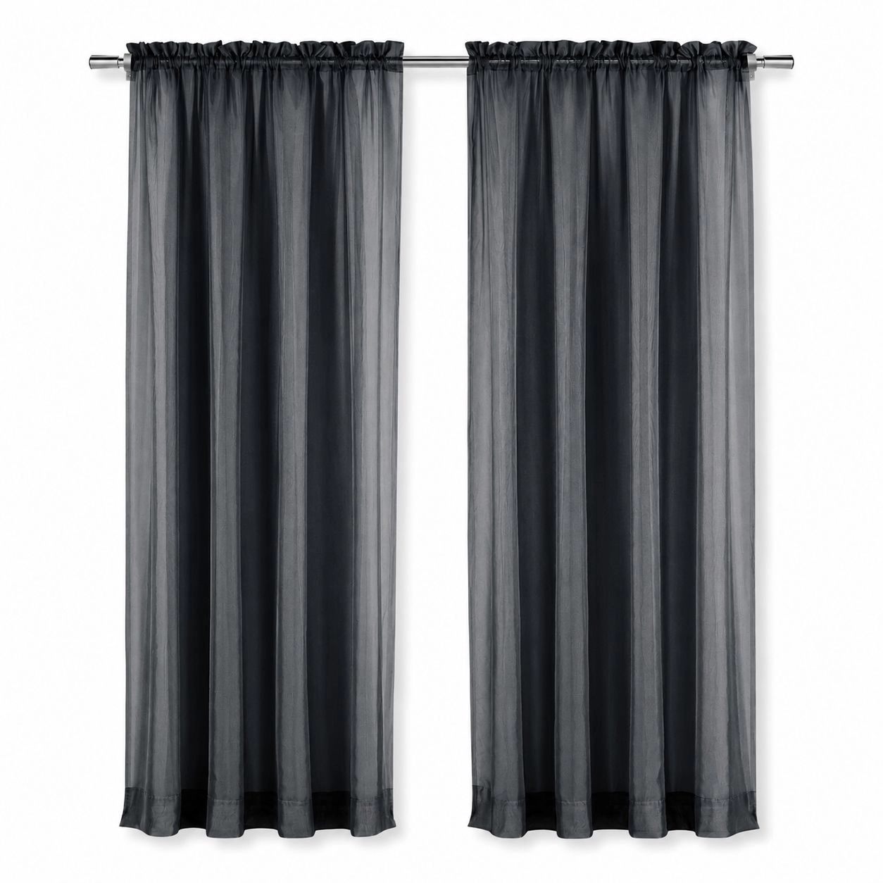 Kate Aurora Elegant Sheer Voile Rod Pocket Curtain Panel Pair