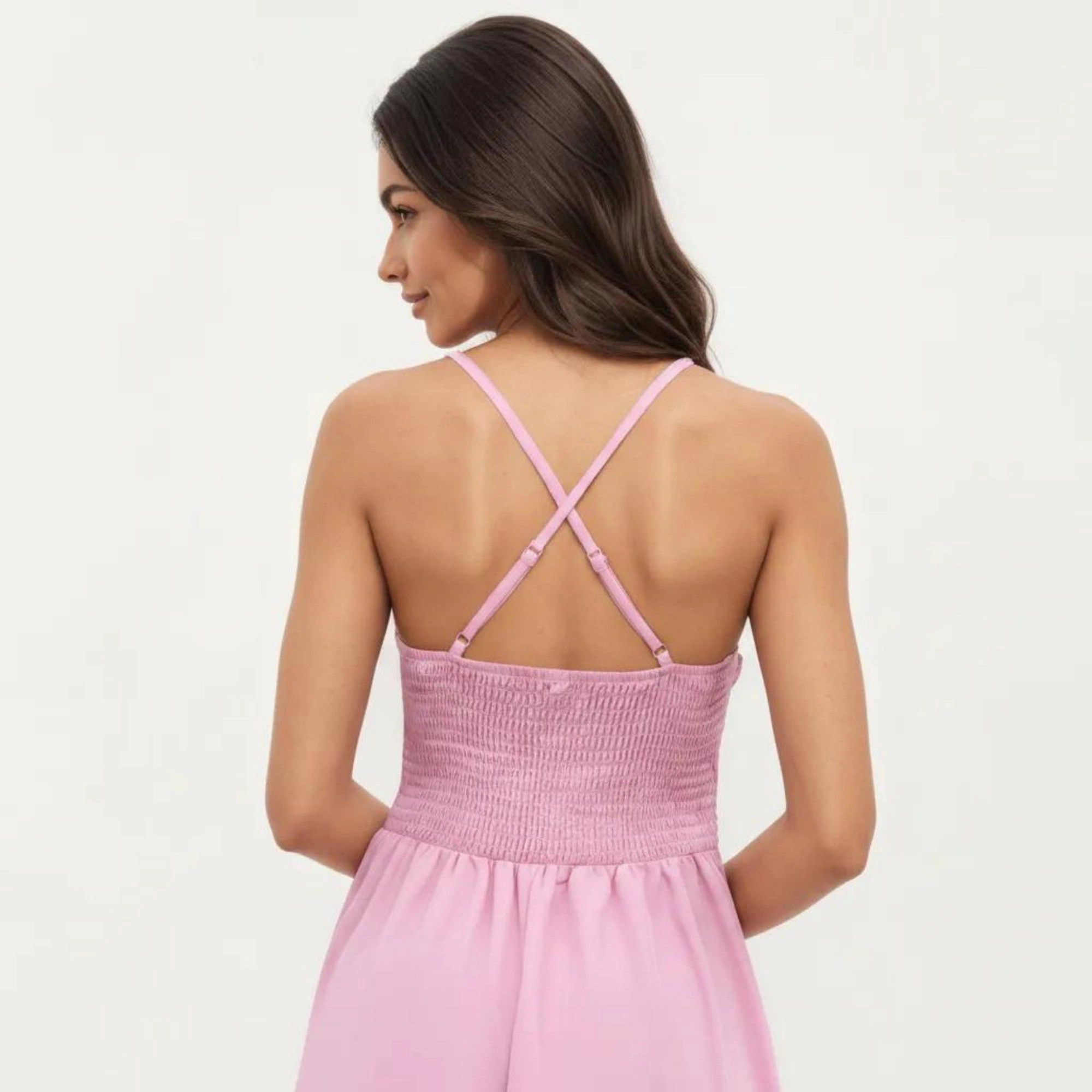Anna-Kaci Women's Sleeveless Cutout Front Smocked Back Maxi Dress