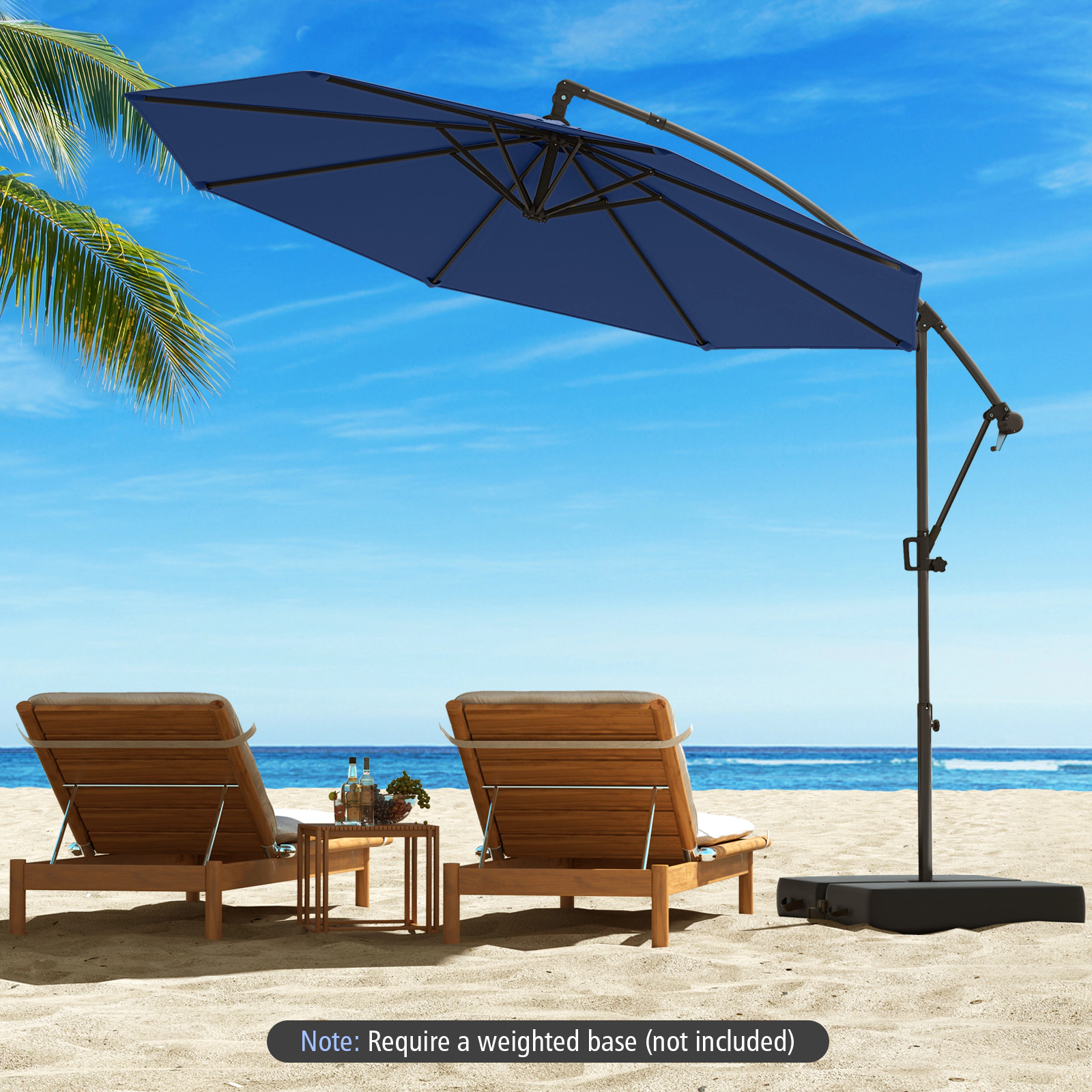 SUGIFT 10 ft Offset Hanging Umbrella with Infinite Tilt and 360 Degree Rotation