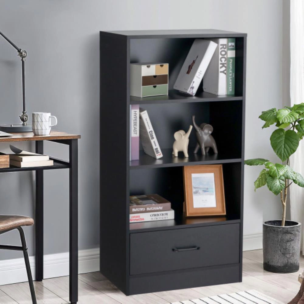 Hivvago 48 Inch Tall 4 Tiers Wood Bookcase with Drawer