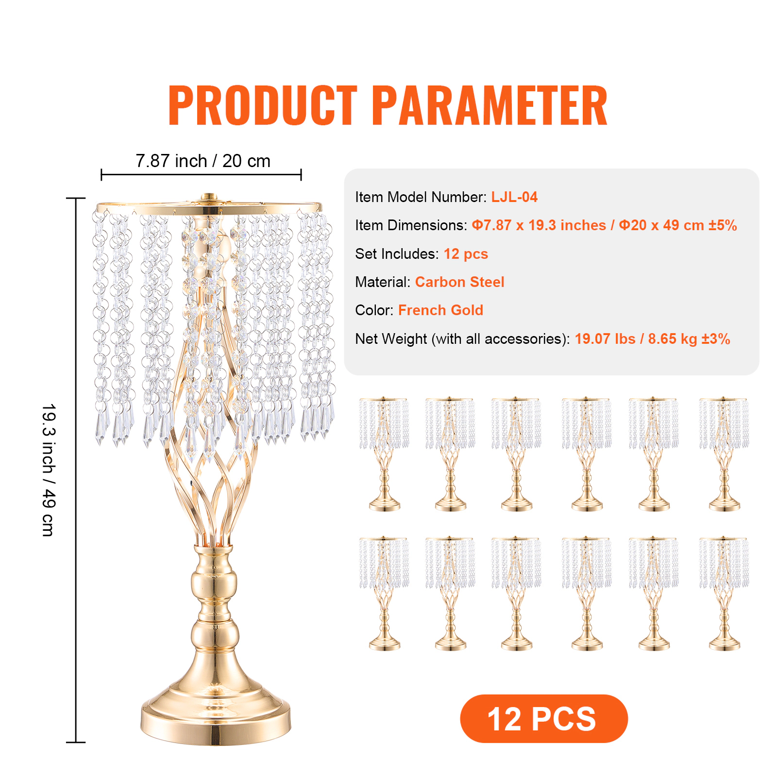 HONGGE Crystal Wedding Flower Stand Wedding Vase Flower for Wedding Party Decor