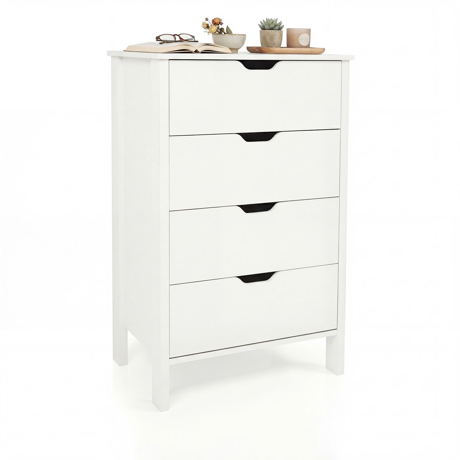 LJG 4-Drawer Dresser Wooden Nightstand with Anti-Tipping Kits