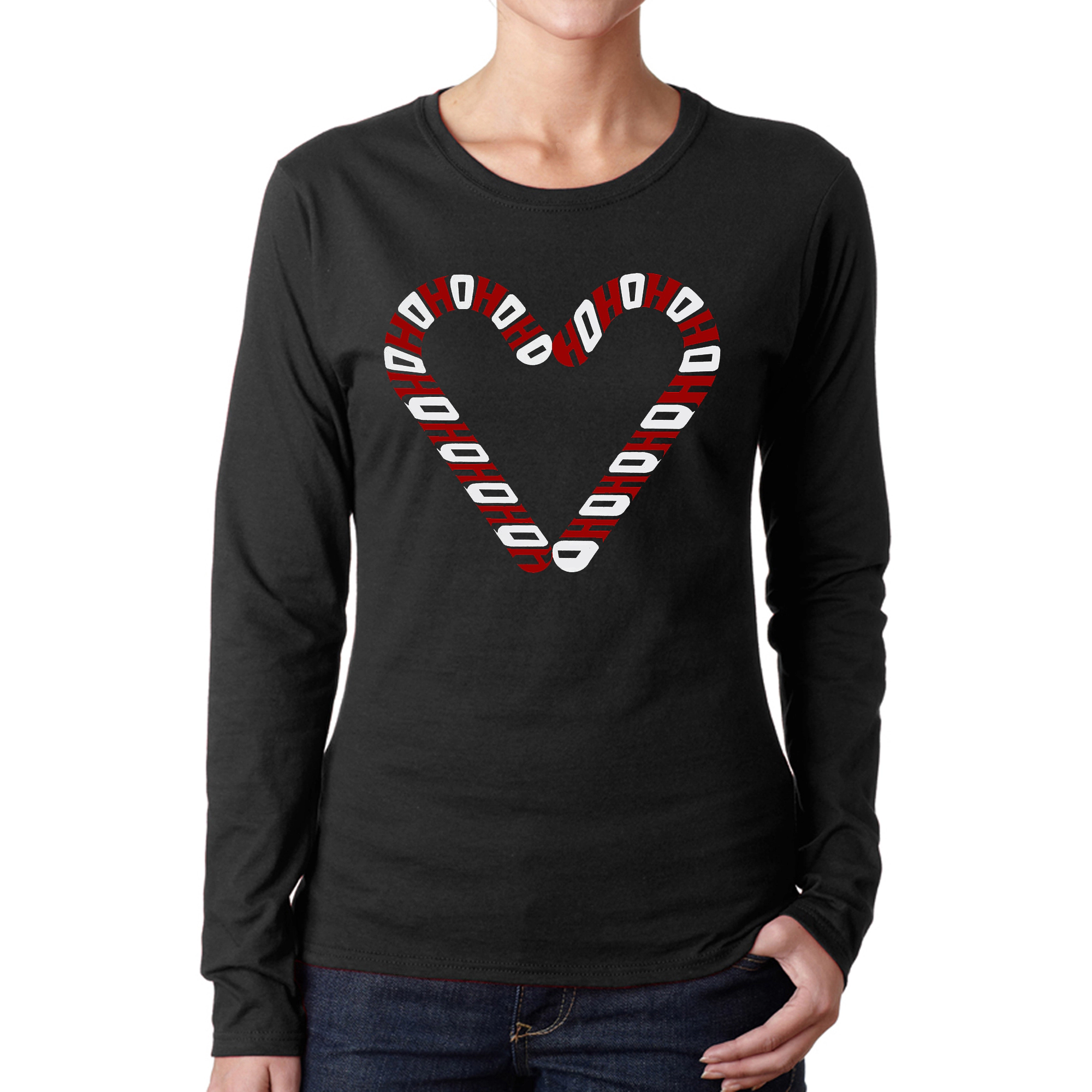 LA Pop Art Women's Word Long Sleeve T-Shirt - Candy Canes