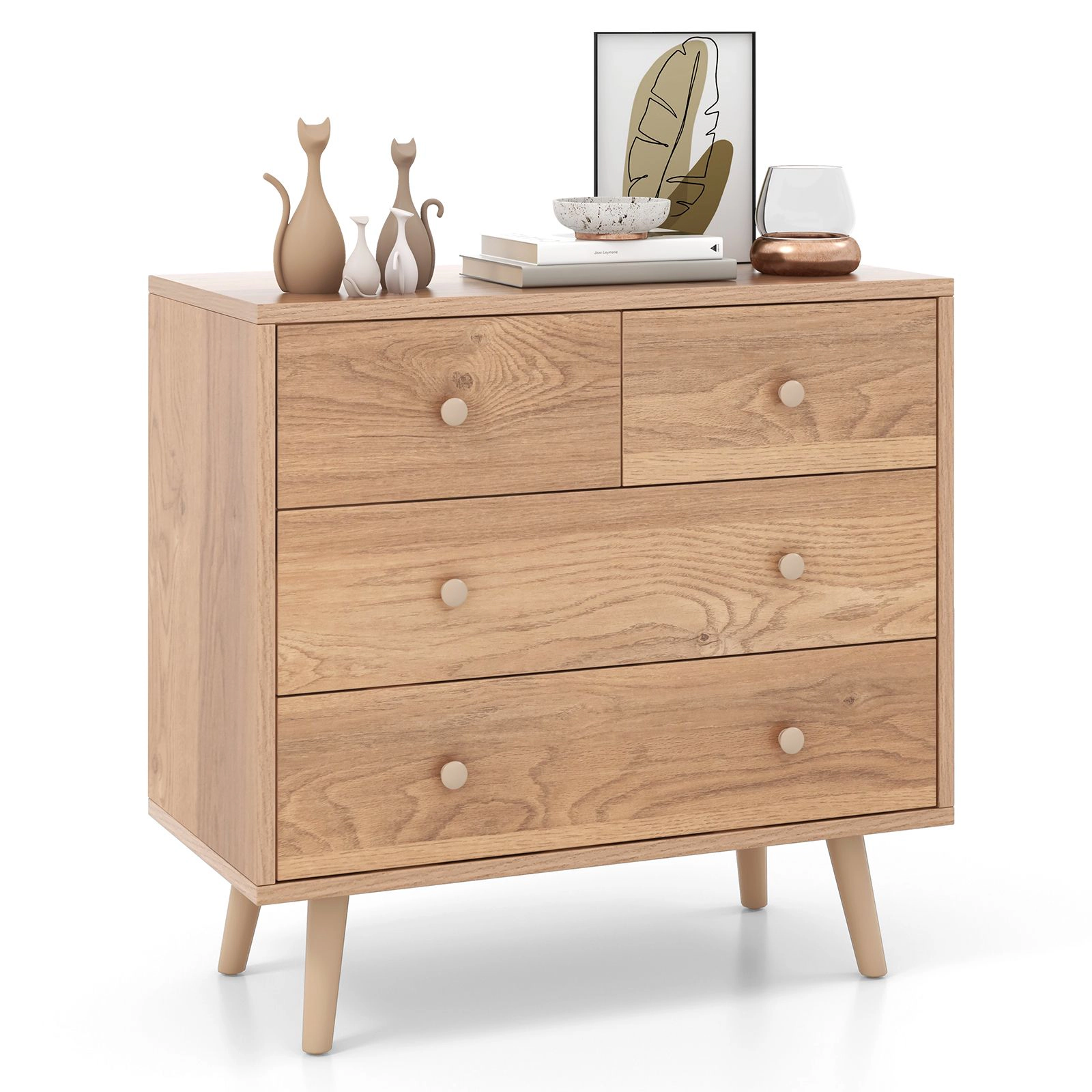 SlickBlue 4-Drawer Wood Dresser with Spacious Top and Metal Glides