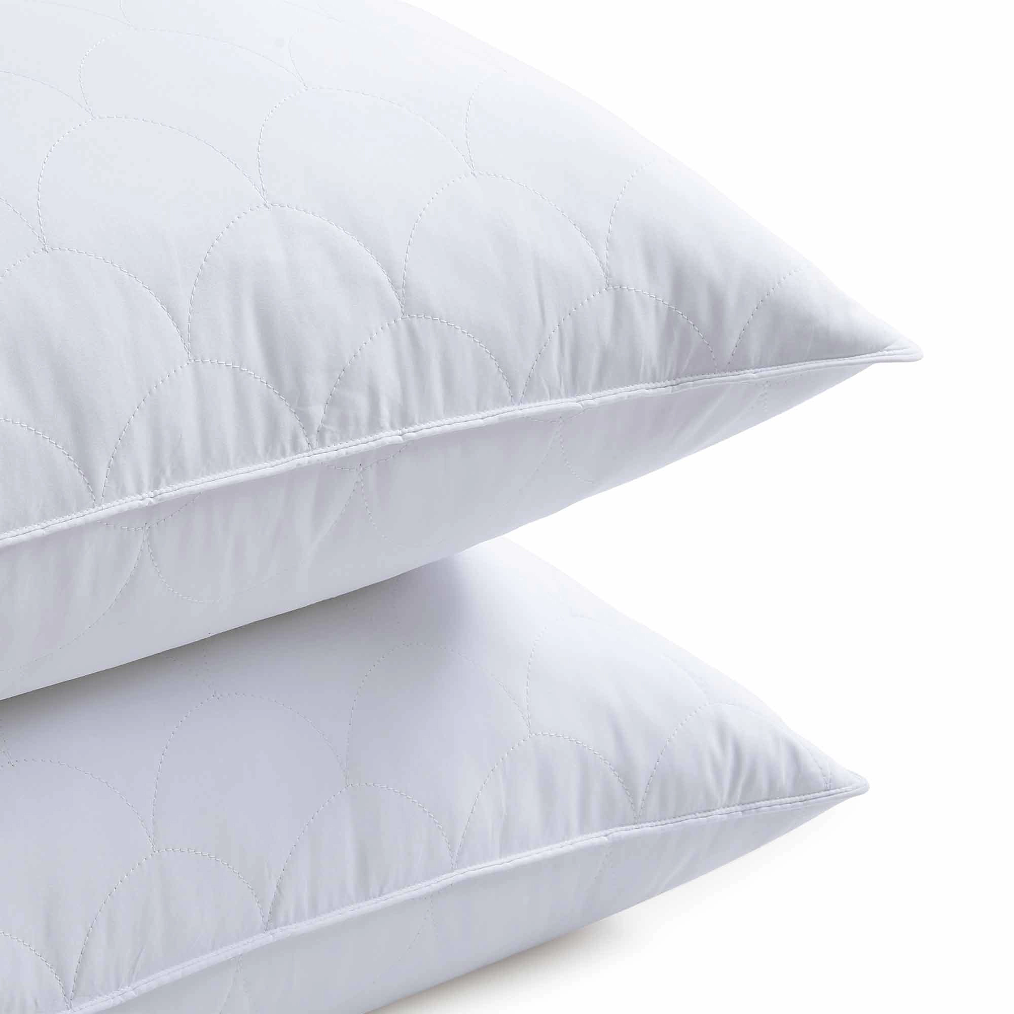 PEACENEST Natural Goose Feather Pillows with Soft Quilted Cover,2-Pack