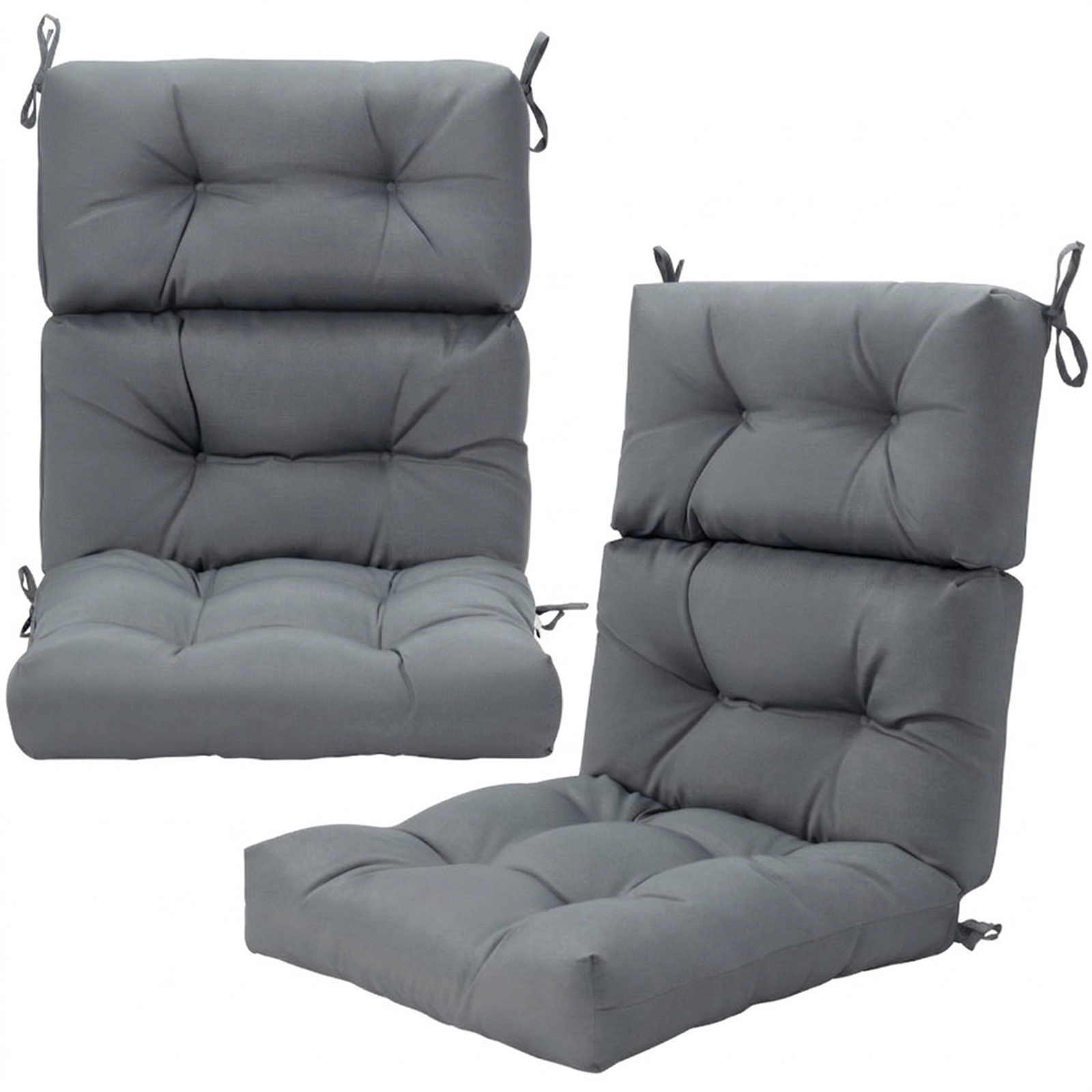 SUGIFT Set of 2 Gray High Back Outdoor Chair Cushions with 3 Adjustable Heights 45.5-in W 22-in D 4.5-in H