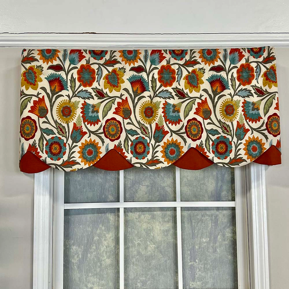 RLF Home Fiesta Floral Petticoat Window Treatment High Quality Valance 3" Rod Pocket 50" x 15" Rust/Multicolor