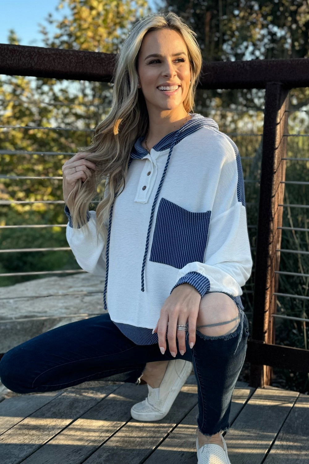 Threaded Pear Women's Millie Drawstring Hooded Top