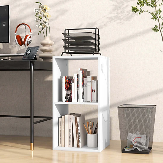 Costway 2-Cube Bookcase Open Back Bookshelf with Anti-tip Kit Modern Style Organizer