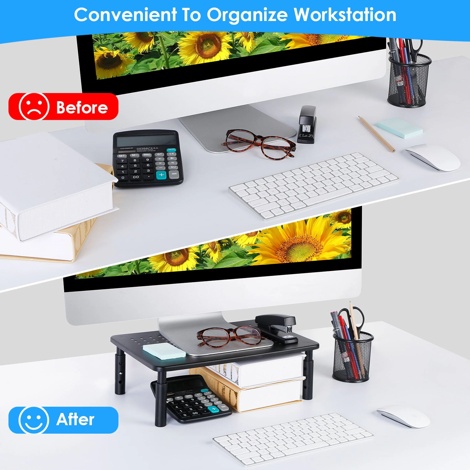 GBruno 3-Height Adjustable Monitor Stand Riser