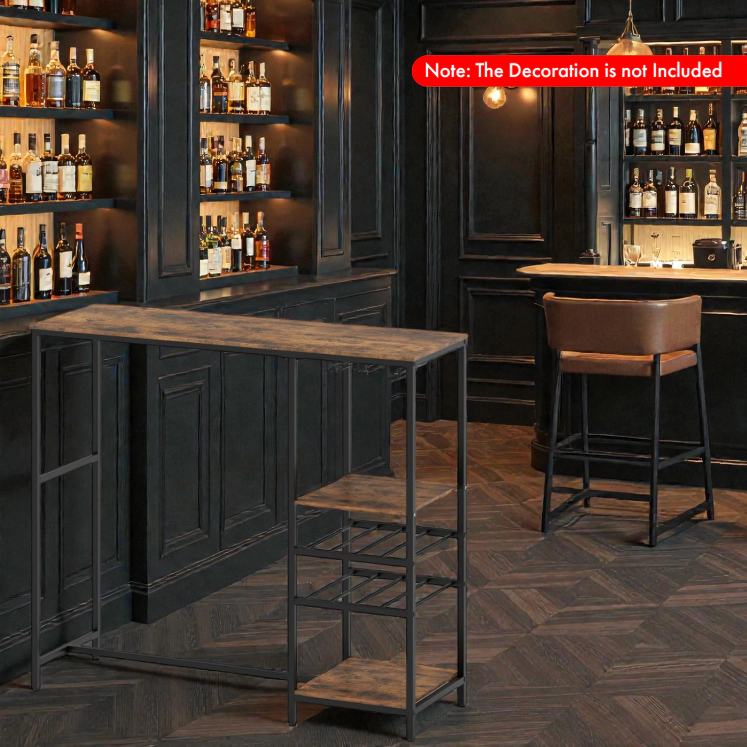Hivvago Rectangular Bar Dining Table with Integrated Shelving for Storage
