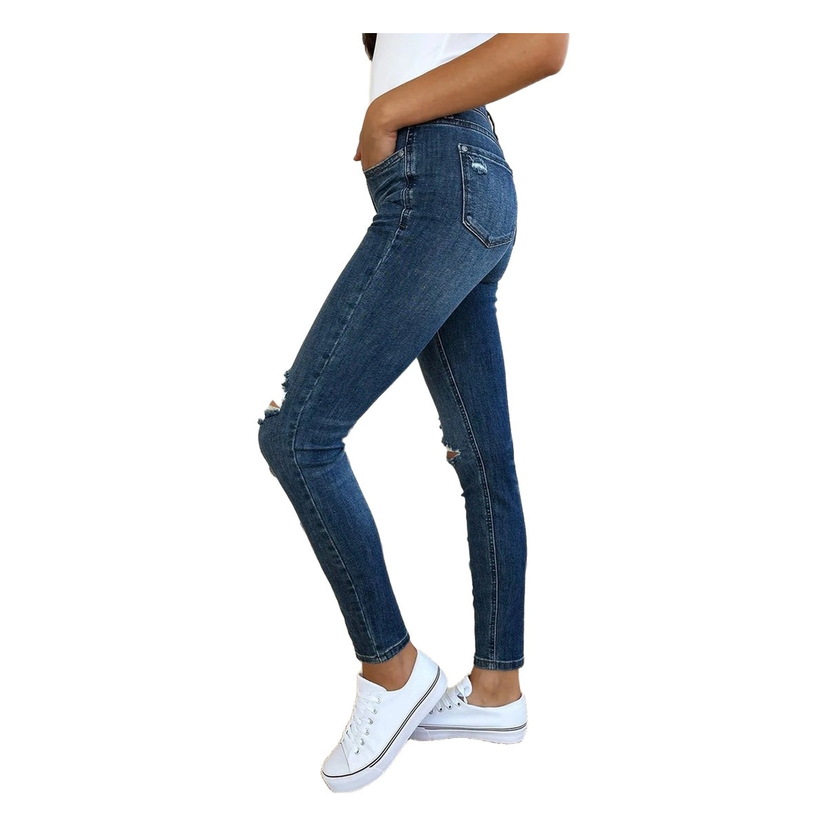 Judy Blue Full Mid Waist Distressed Slim Jeans