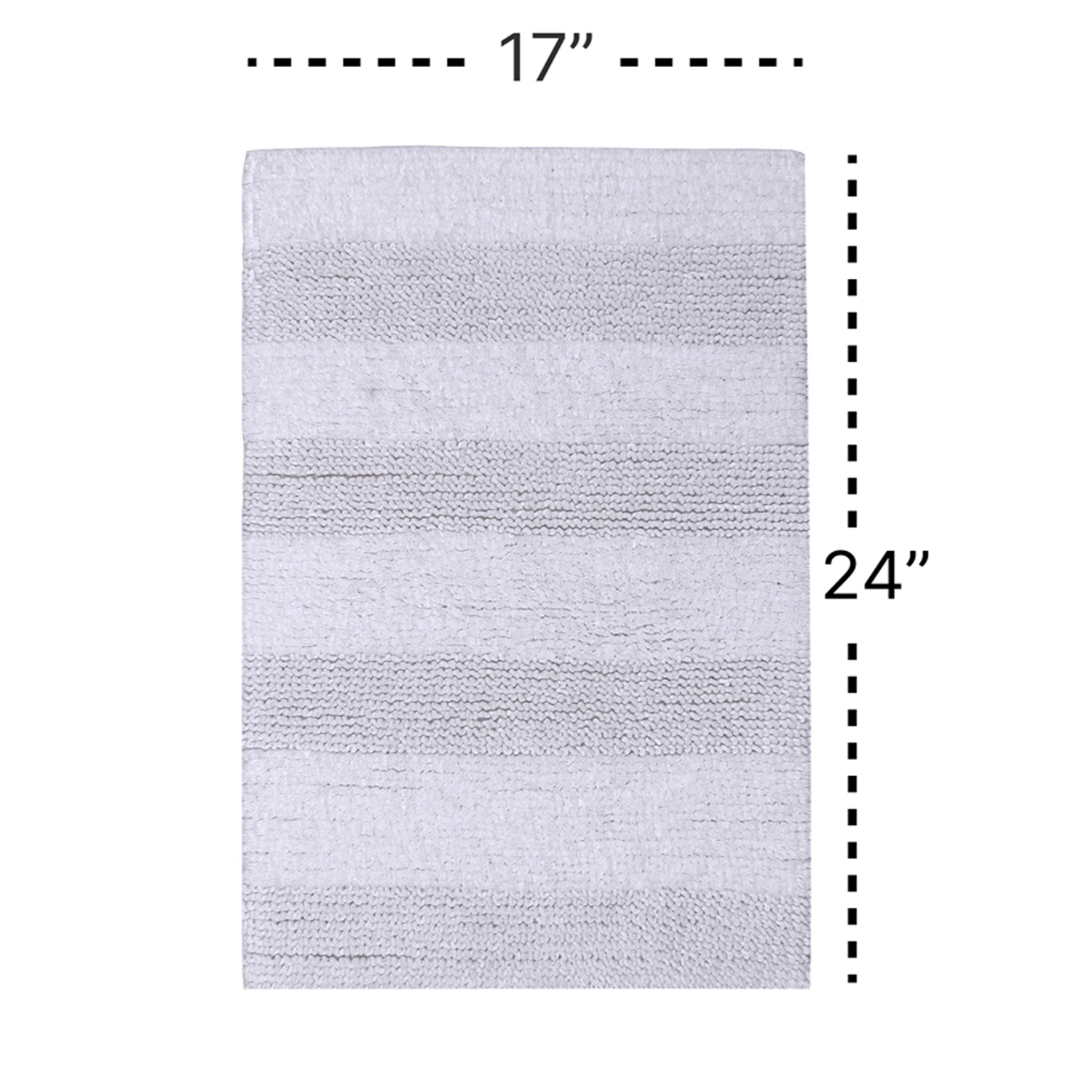 Knightsbridge Stylish And Comfortable All Season Traditional Wide Cut Design Cotton Bath Rug 17" X 24" White