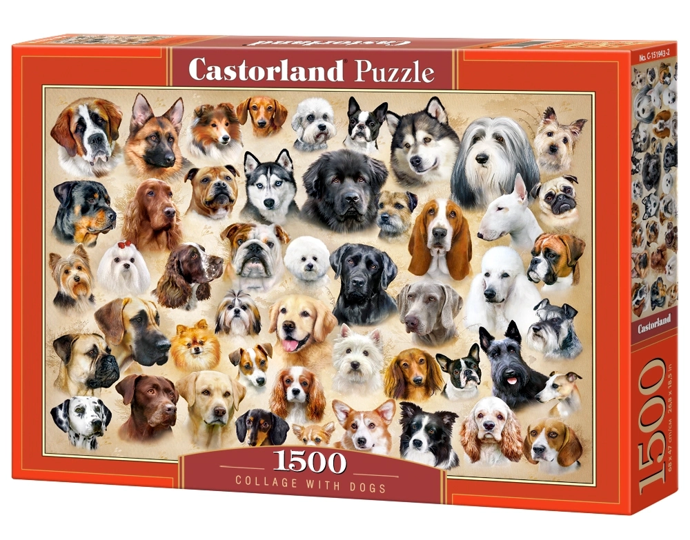 CASTORLAND 1500 Piece Jigsaw Puzzles, Collage with Dogs, Challenging Multi-Pet Portrait, C-151943-2