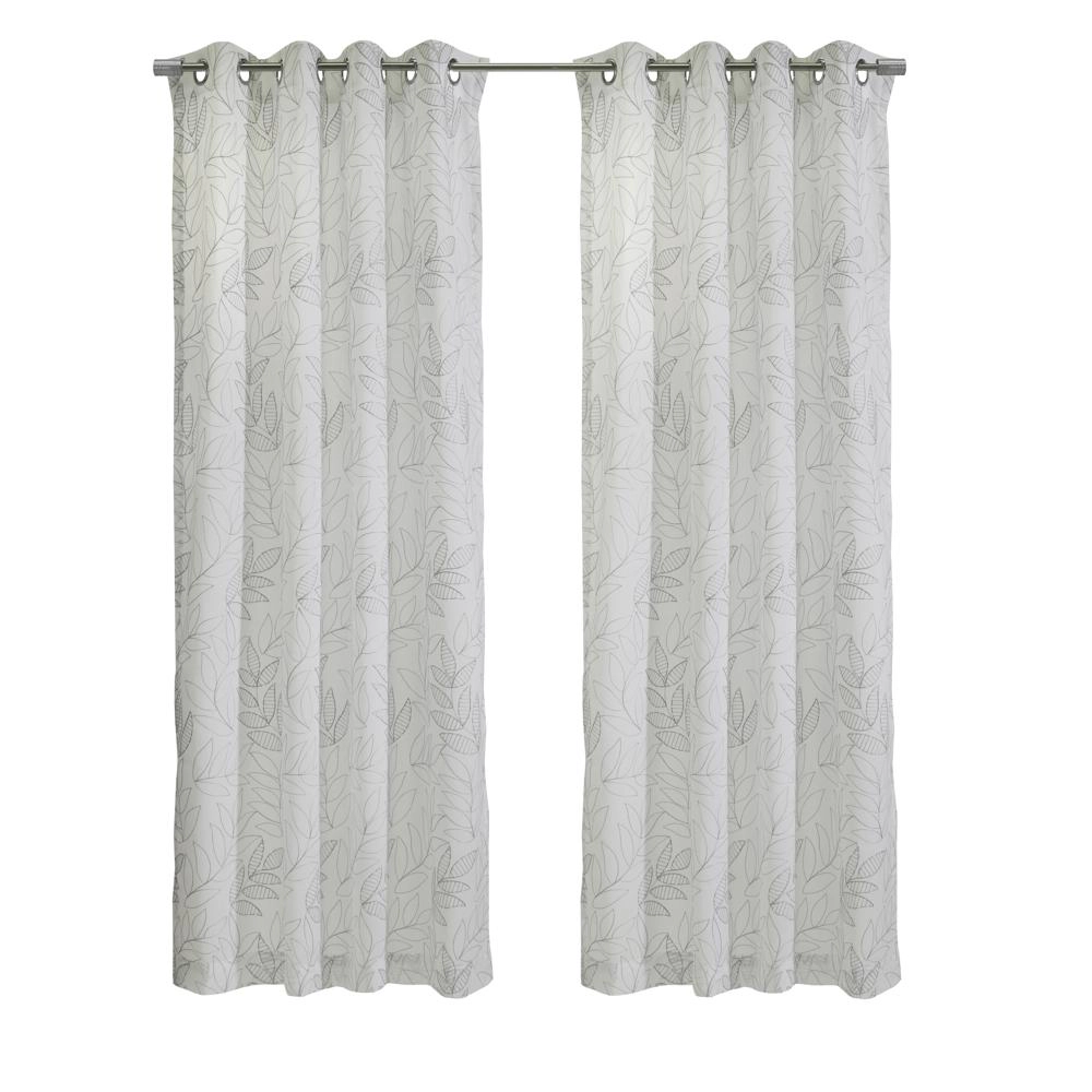 Habitat Valentina Sheer Window Treatment Tone on Tone Motif Grommet Curtain Panel 52" x 108" White