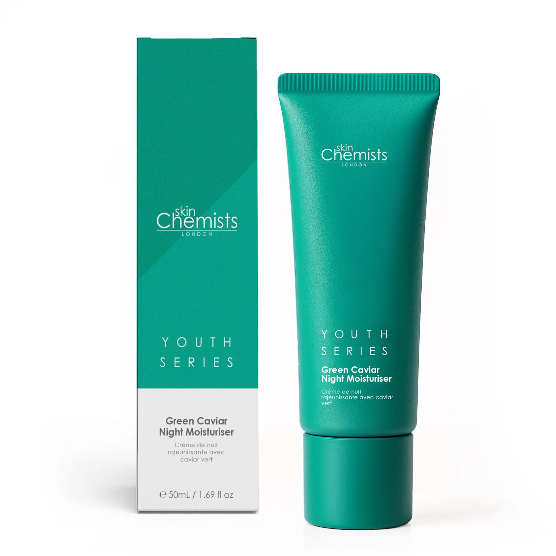 skinChemists Youth Series Green Caviar Night Moisturiser 50ml, Anti-Aging Hydrating Night Cream