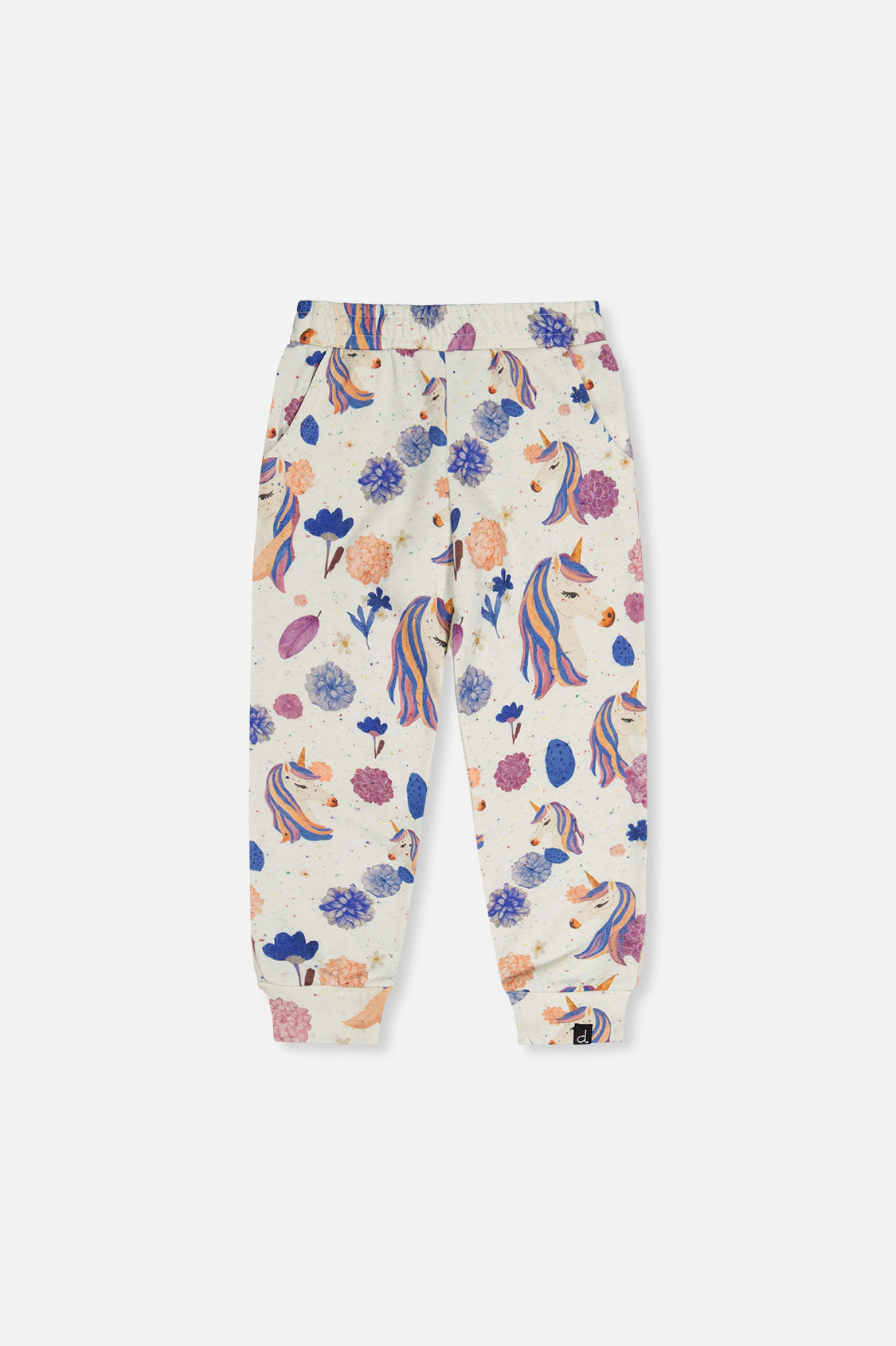 Deux par Deux Girls Unicorn Print French Terry Sweatpants