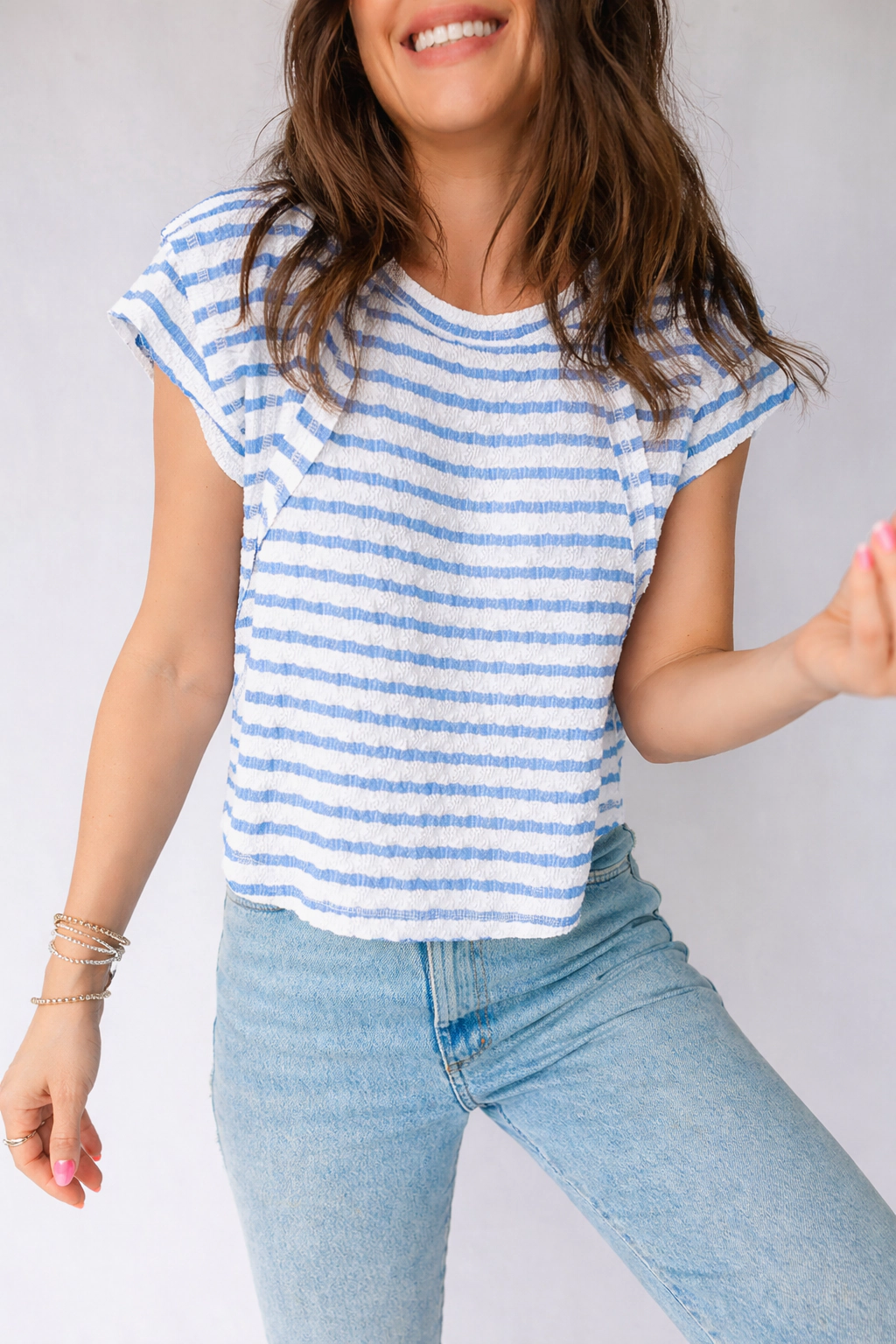 Threaded Pear Women's Maddie Sleeve Patchwork T Shirt