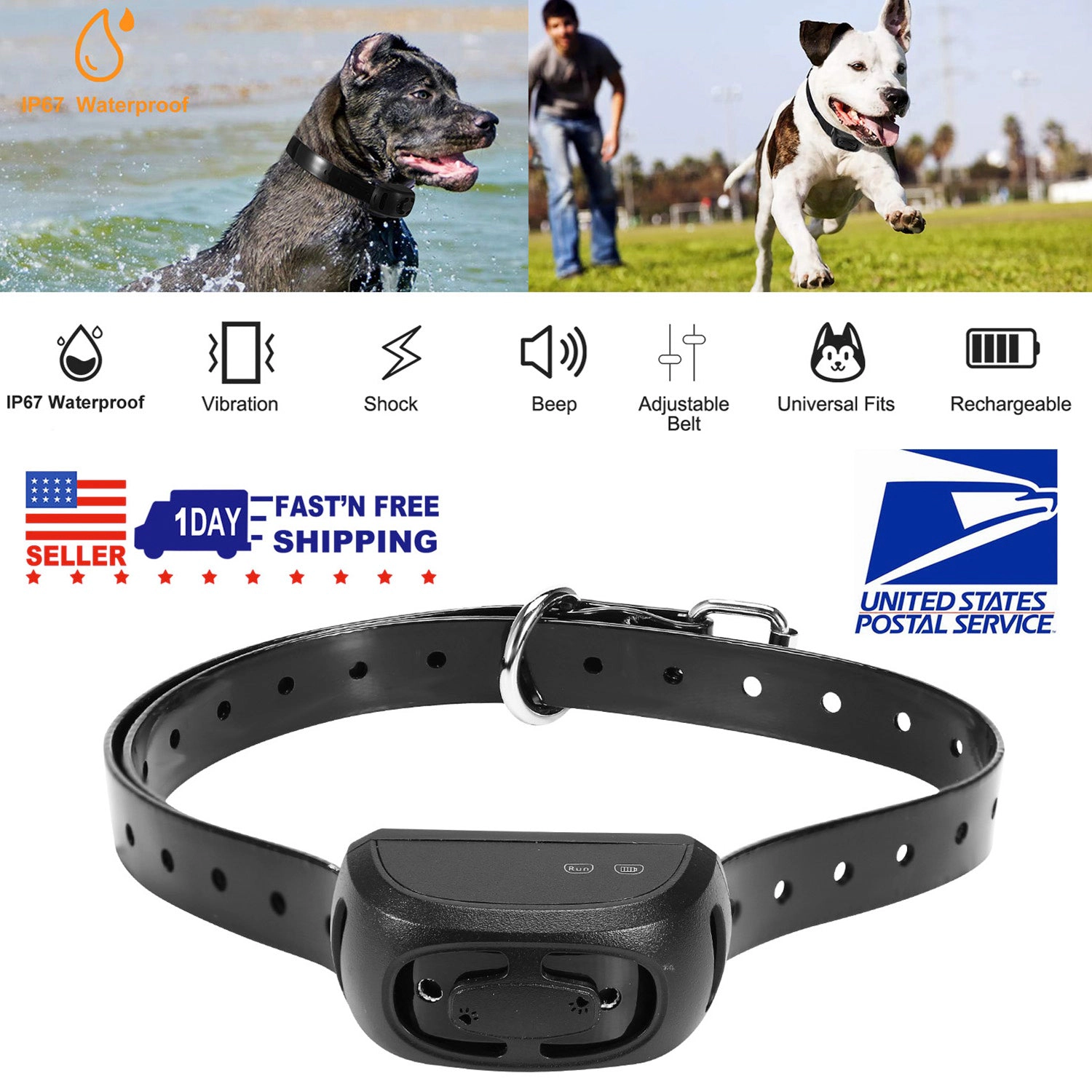 GBruno Waterproof Rechargeable Dog Training Collar