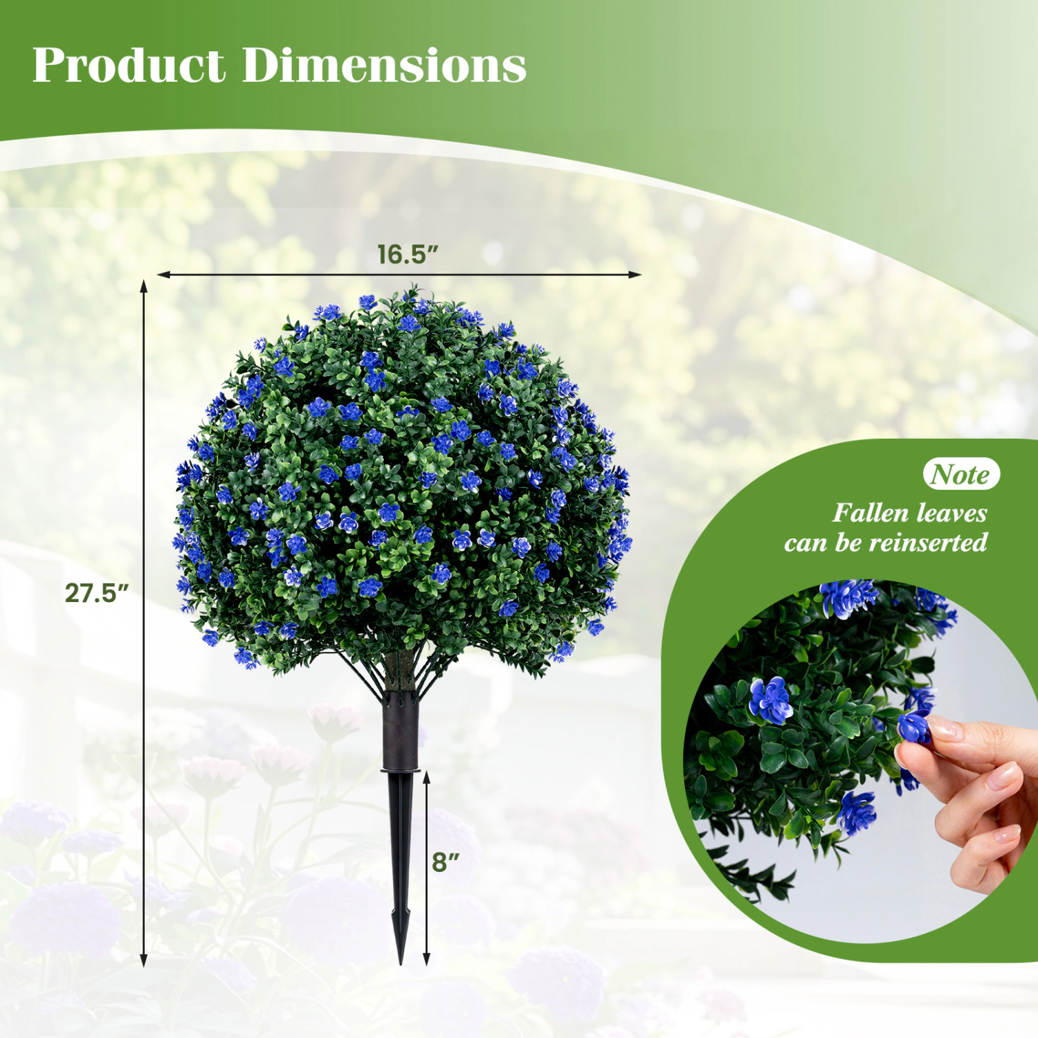 Slickblue Artificial Floral Topiary Ball Tree Set of 2 Purple Outdoor Greenery Decor