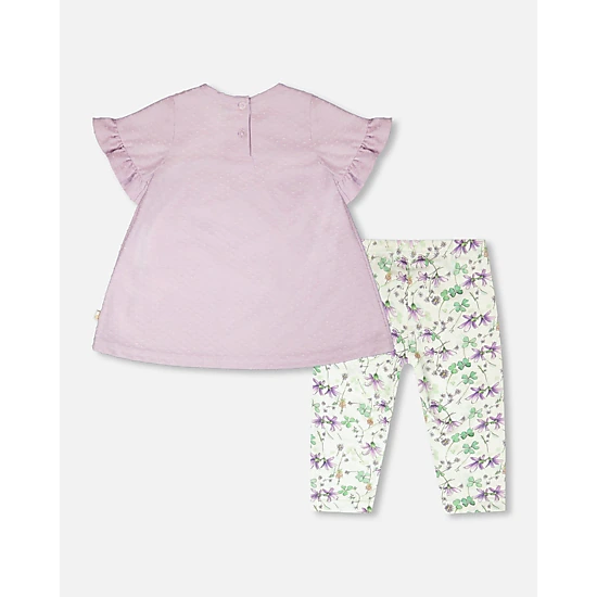 Deux par Deux Girls Jersey Tunic and Cotton Capri Set and Printed Flowers