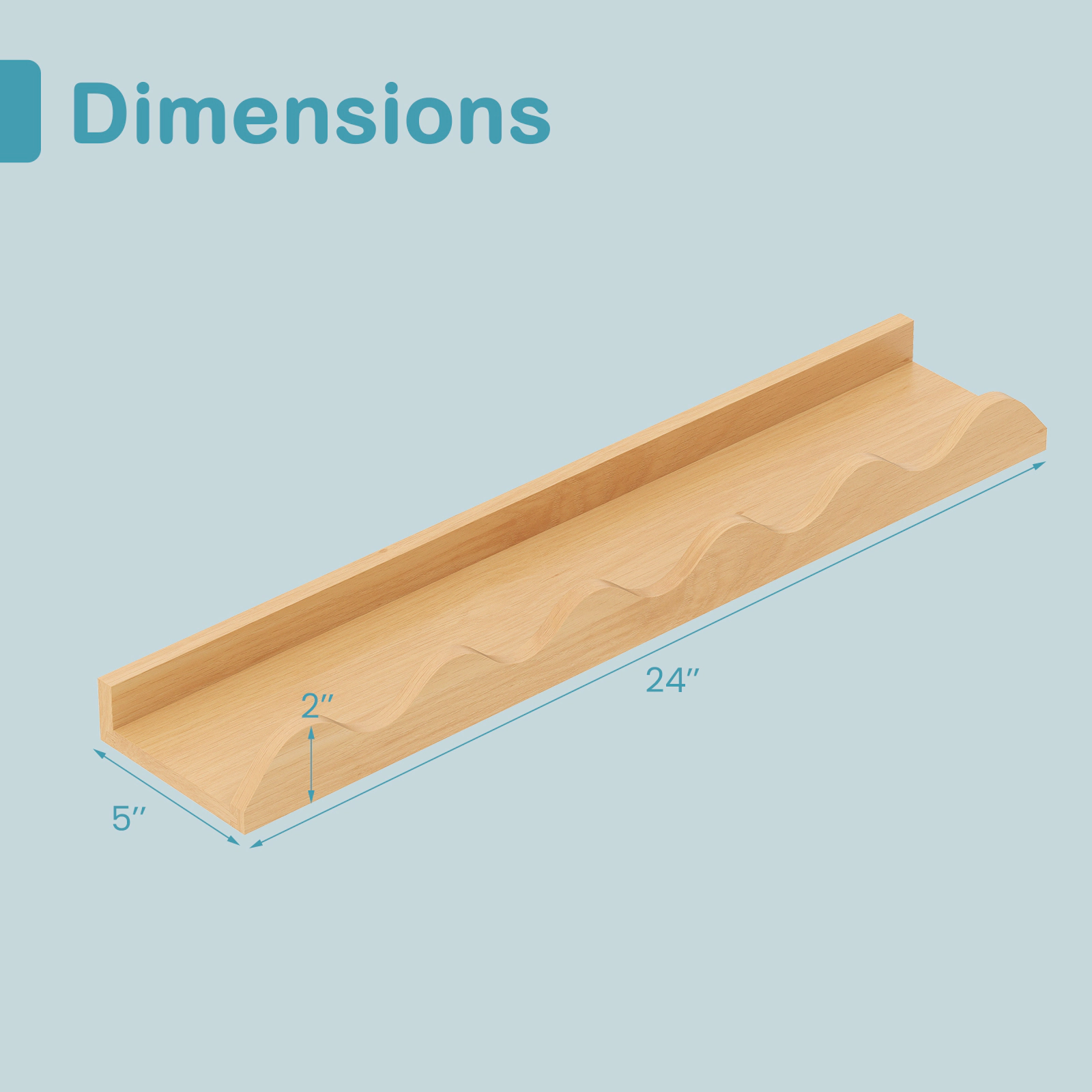 SUGIFT Natural 24 in Set of 4 Kids Wall-Mounted Picture Ledge Book Shelves