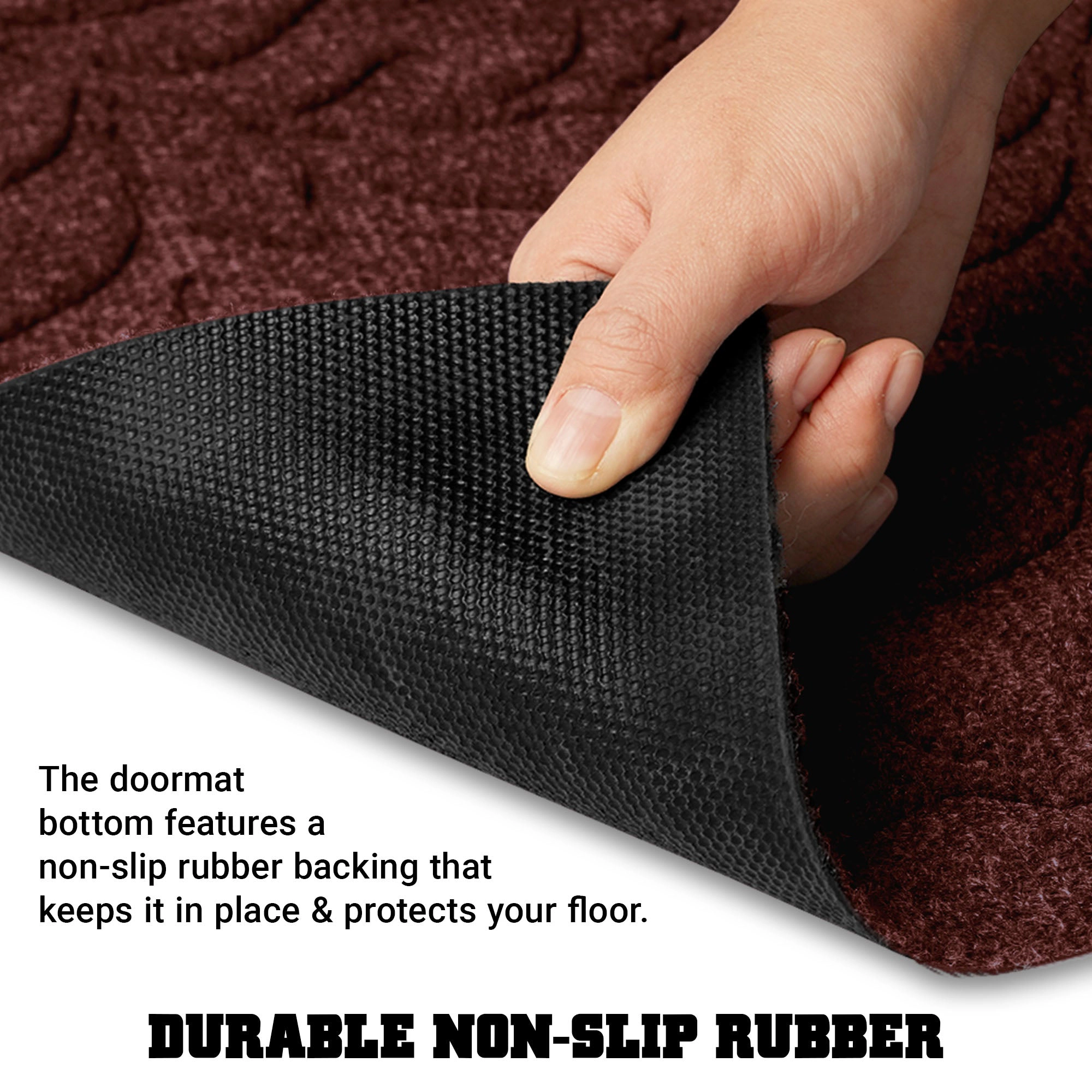 G128 Door Mat 29.5 x 17 in, Low-Profile Non-Slip Backing, All-Season Brown Leaves