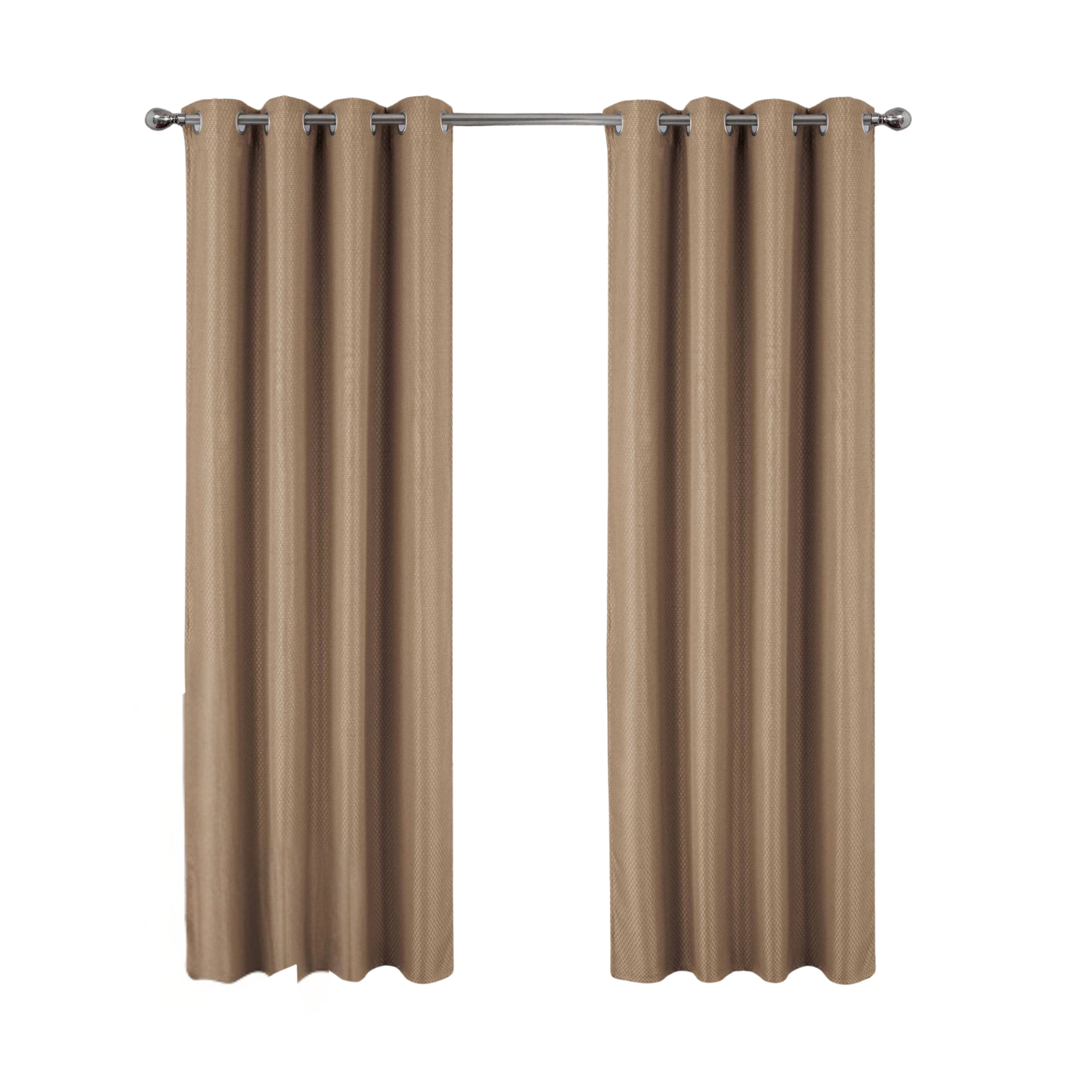 Olivia Gray 100% Polyester 250 GSM Basket Weave Ian Luxury Jacquard Blackout Grommet Curtain Panel 54" x 90" Taupe