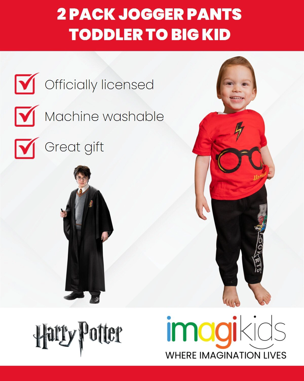 Harry Potter Boys' 2-Pack Fleece Jogger Pants
