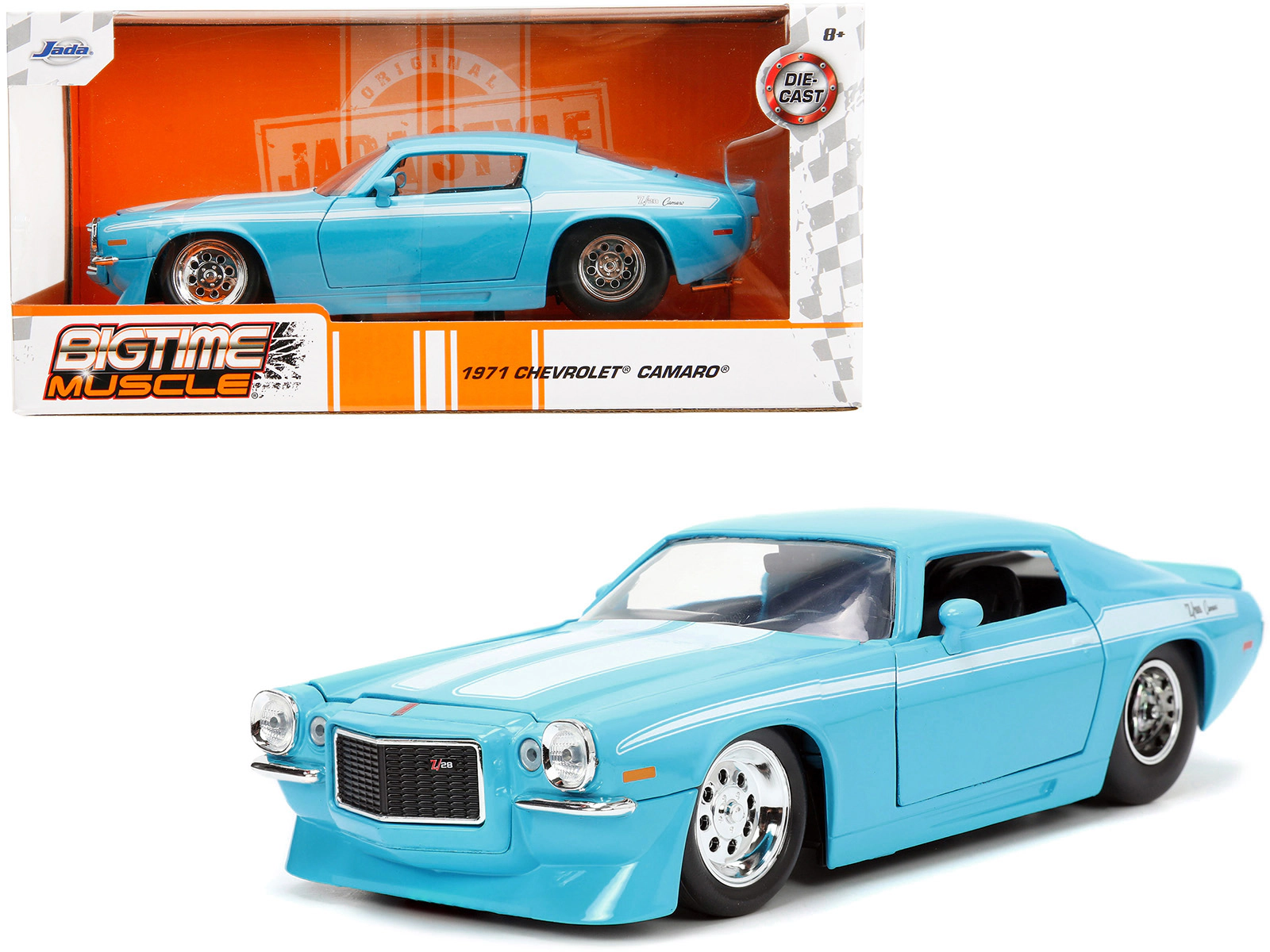 Jada 1971 Chevrolet Camaro Z/28 Light Blue with White Stripes "Bigtime Muscle" Series 1/24 Diecast Model Car by Jada