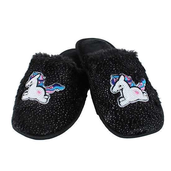 CTM Girl's Fuzzy Unicorn Slide Slippers