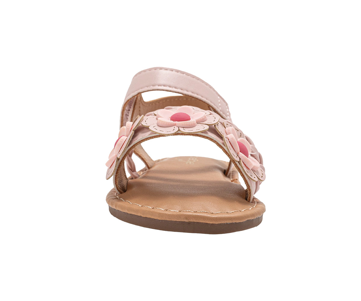 bebe Toddler Girl's Sandals - Fashion Flat Sandals, Cute Summer Shoes for Little Girls with Flower and Braided Strap