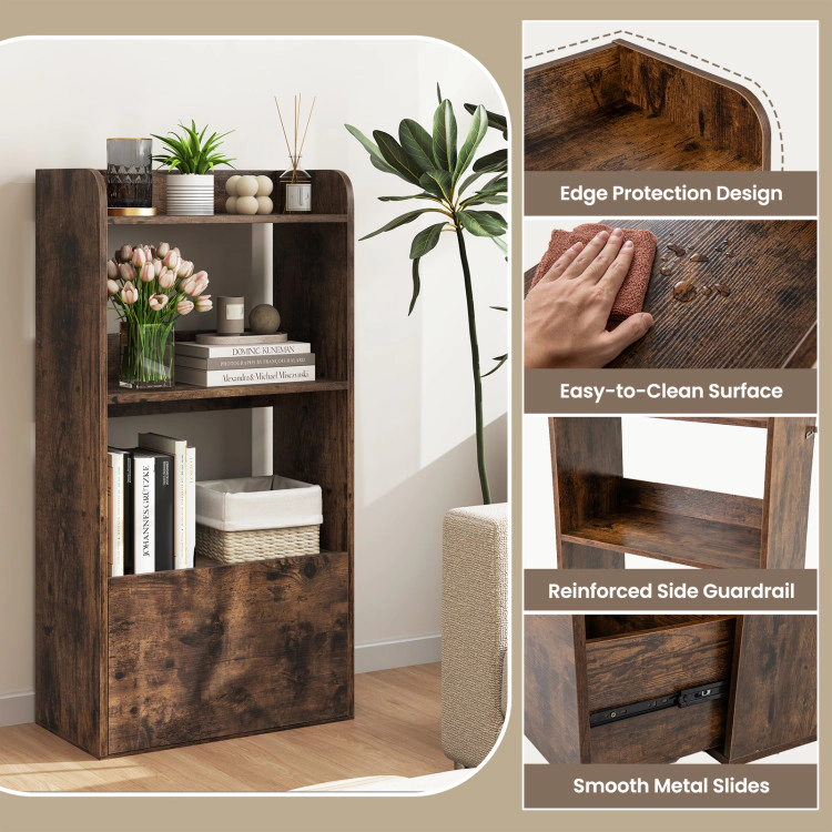 Hivvago Freestanding Bookshelf With 3-Tier Open Shelf