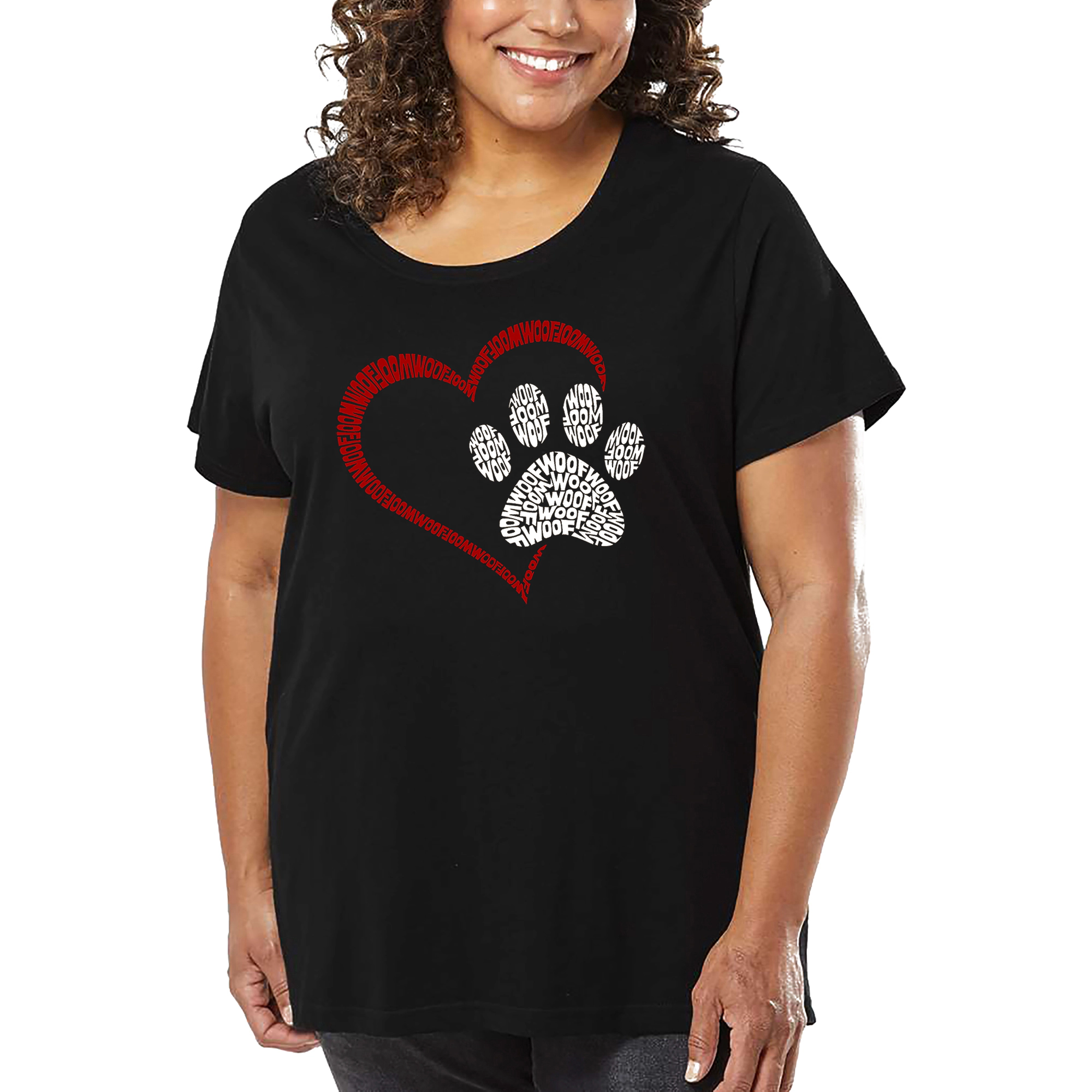LA Pop Art Women's Plus Word T-Shirt - Paw Heart
