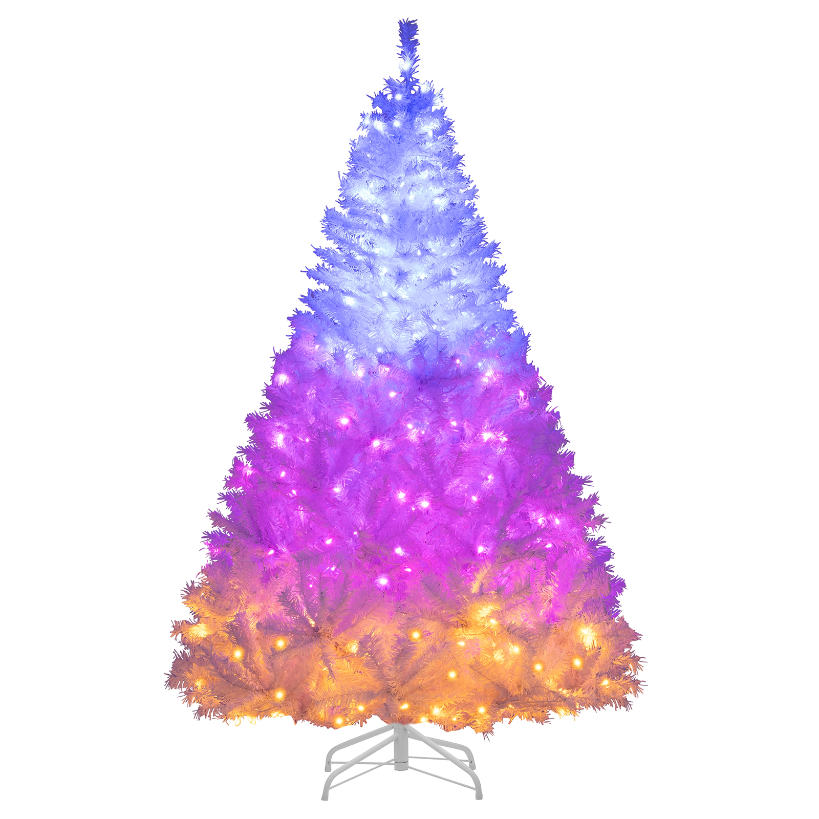 Costway 6/7.5 FT Artificial Christmas Tree with 1000/1346 Branch Tips 280/400 Lights 11 Lighting Modes