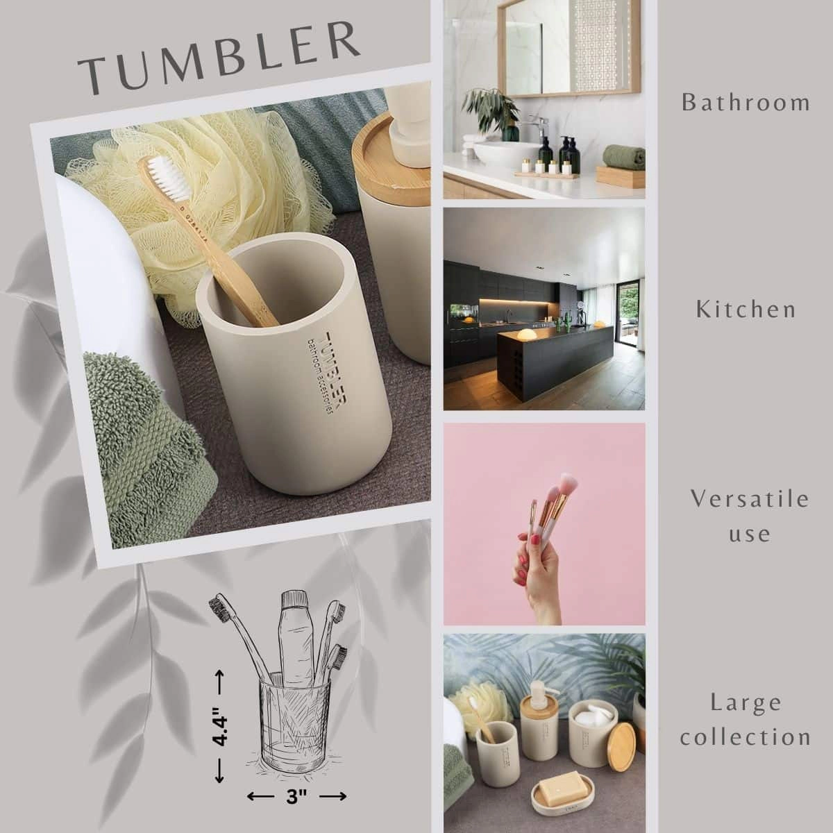 Evideco French Home Goods Matte Polyresin Bathroom Tumbler, 12 oz