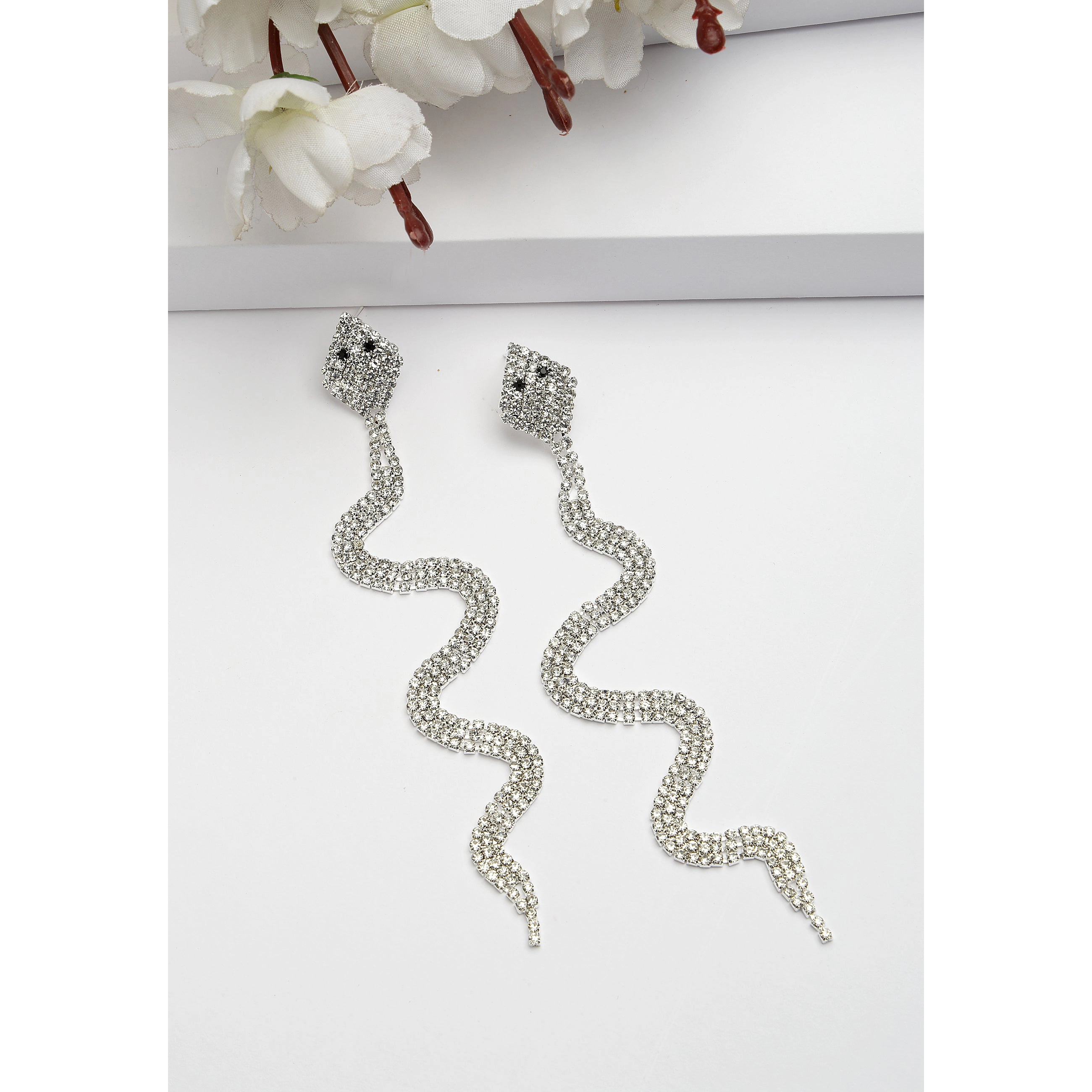 AGP PARIS Womens Diva Collection Gleaming Snake Dangle Drop Earrings