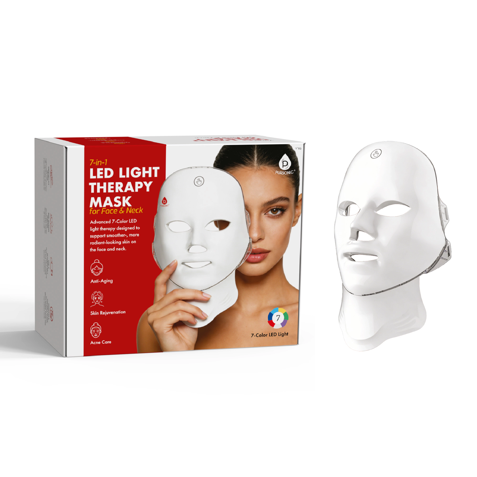 Pursonic Women’s 7-in-1 LED Light Therapy Face & Neck Mask