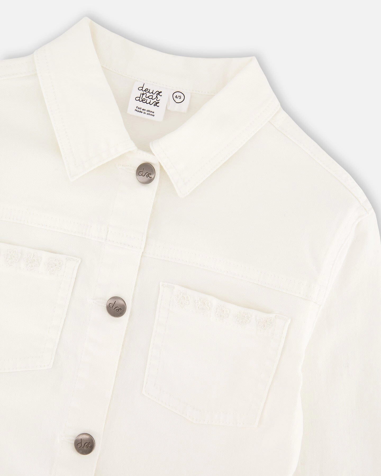 Deux par Deux Girls Denim Jacket with Embroidery