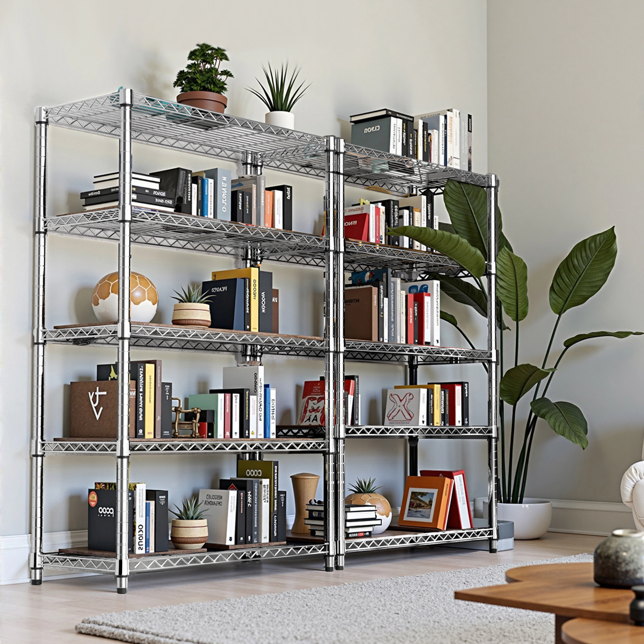 Flynama 5 Tier Heavy Duty Steel Storage Rack 1750lb 72 in. H Adjustable Shelving Unit for Home Kitchen and Garage