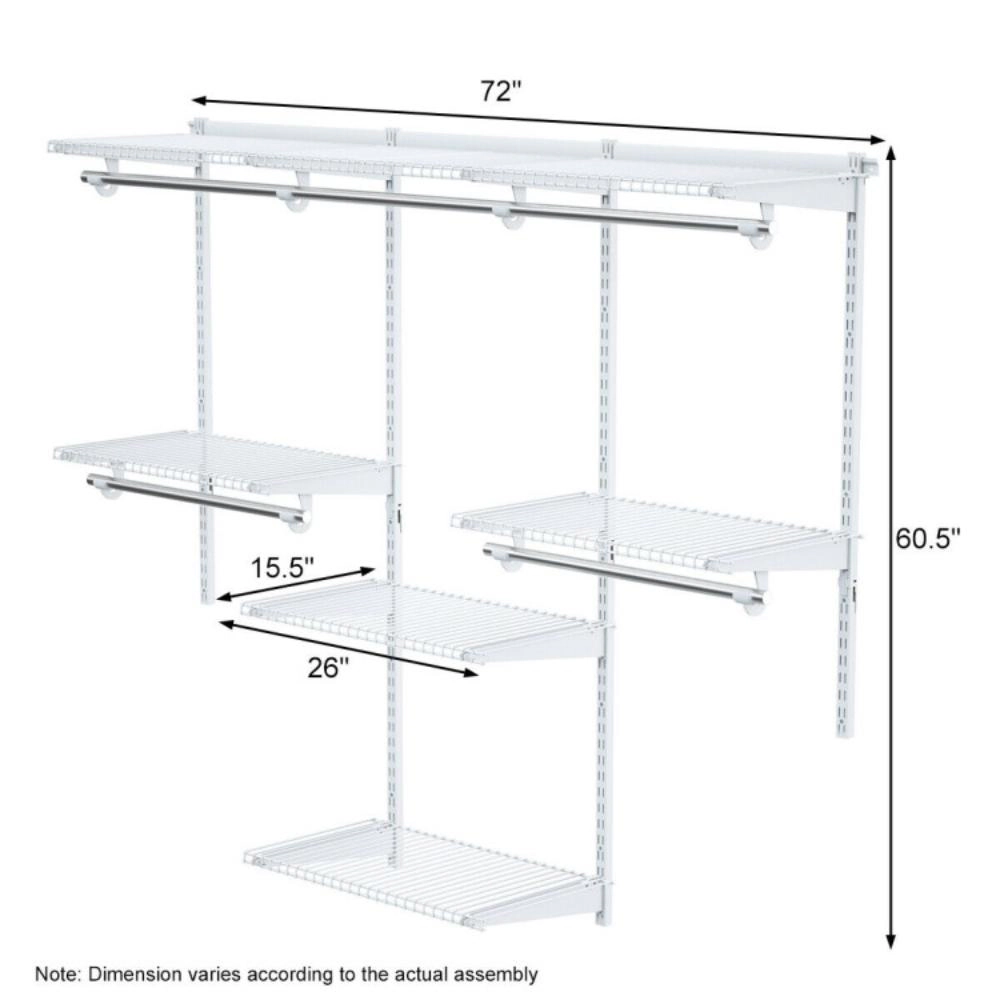Hivvago Adjustable Wall Mounted Closet Rack System with Shelf