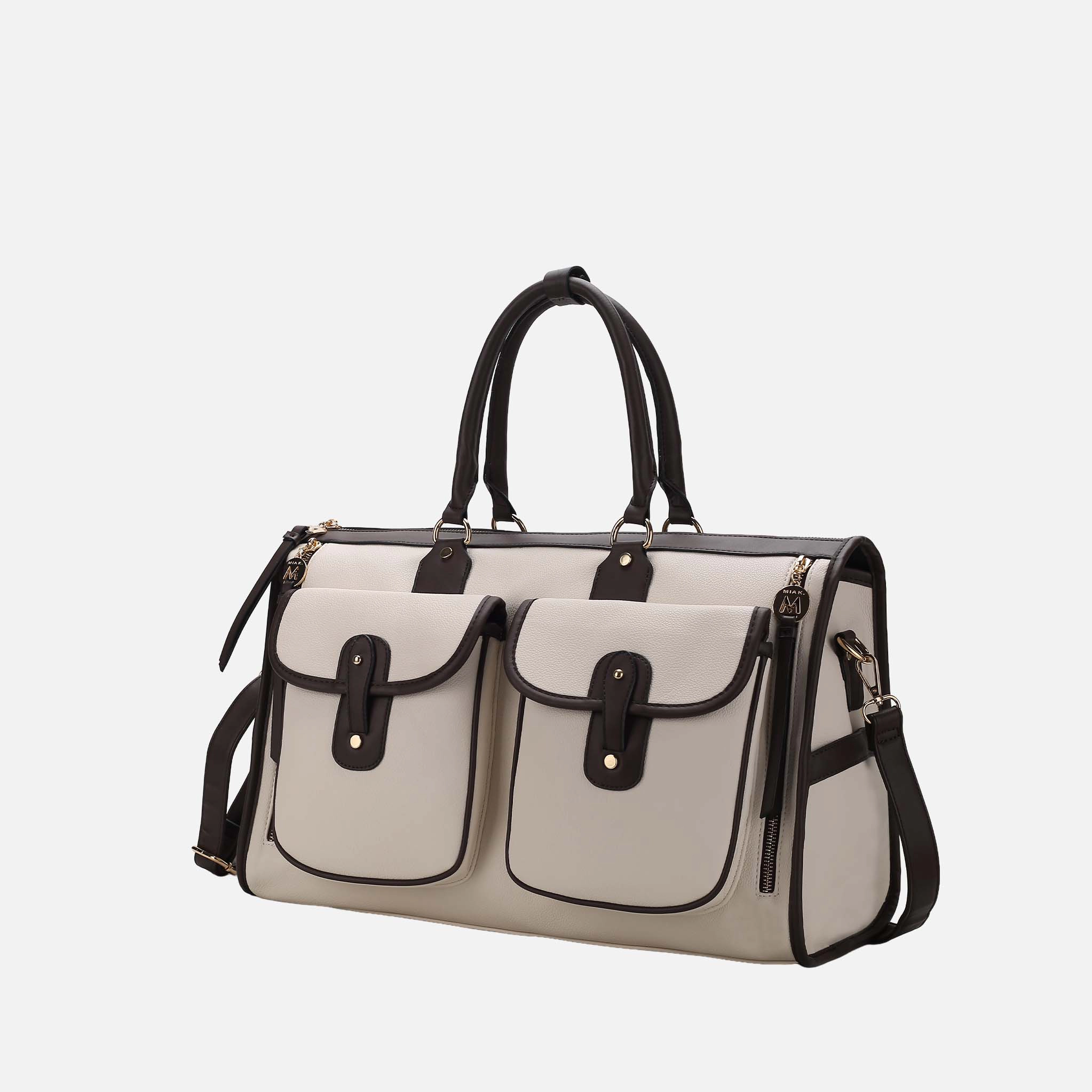 Mia K Collection Genevieve Color Block Vegan Leather Weekender Duffle