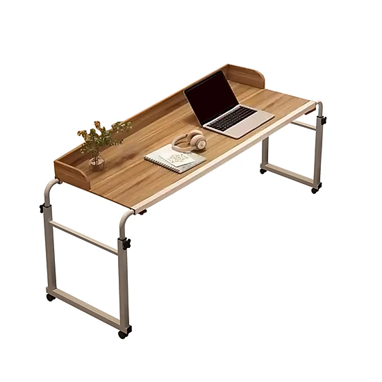BebreezChic Overbed Table w/ Wheels, Adjustable, 4 Lockable Wheels, Fence