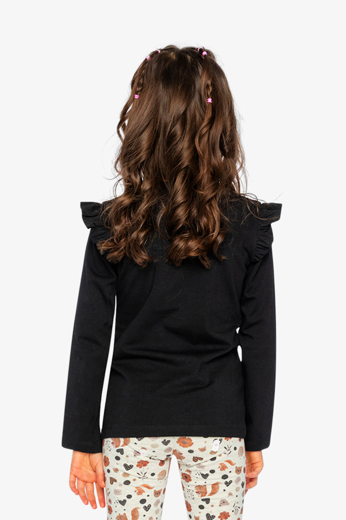 Deux par Girls Sequin Squirrel Organic Cotton Long Sleeve T-Shirt