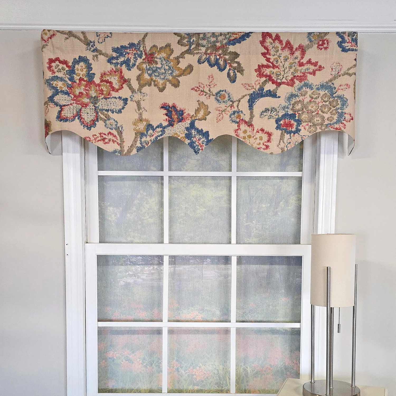 RLF Home Silvia Regal 100% Cotton Rod Pocket Lined  Window Valance 50" x 17" Multi