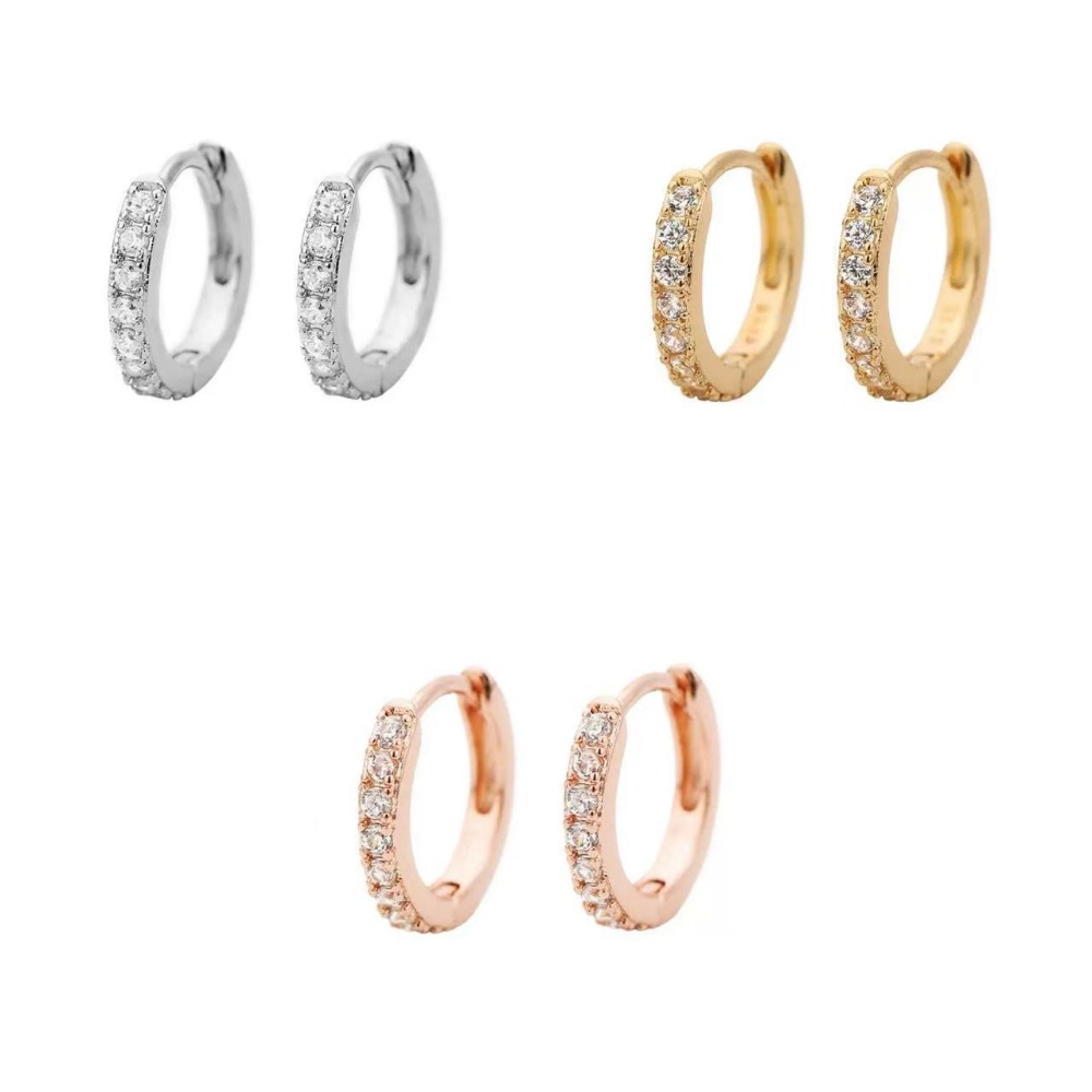 Wardrobe Whimsy Pave Cubic Zirconia Small Huggie Hoop Earrings