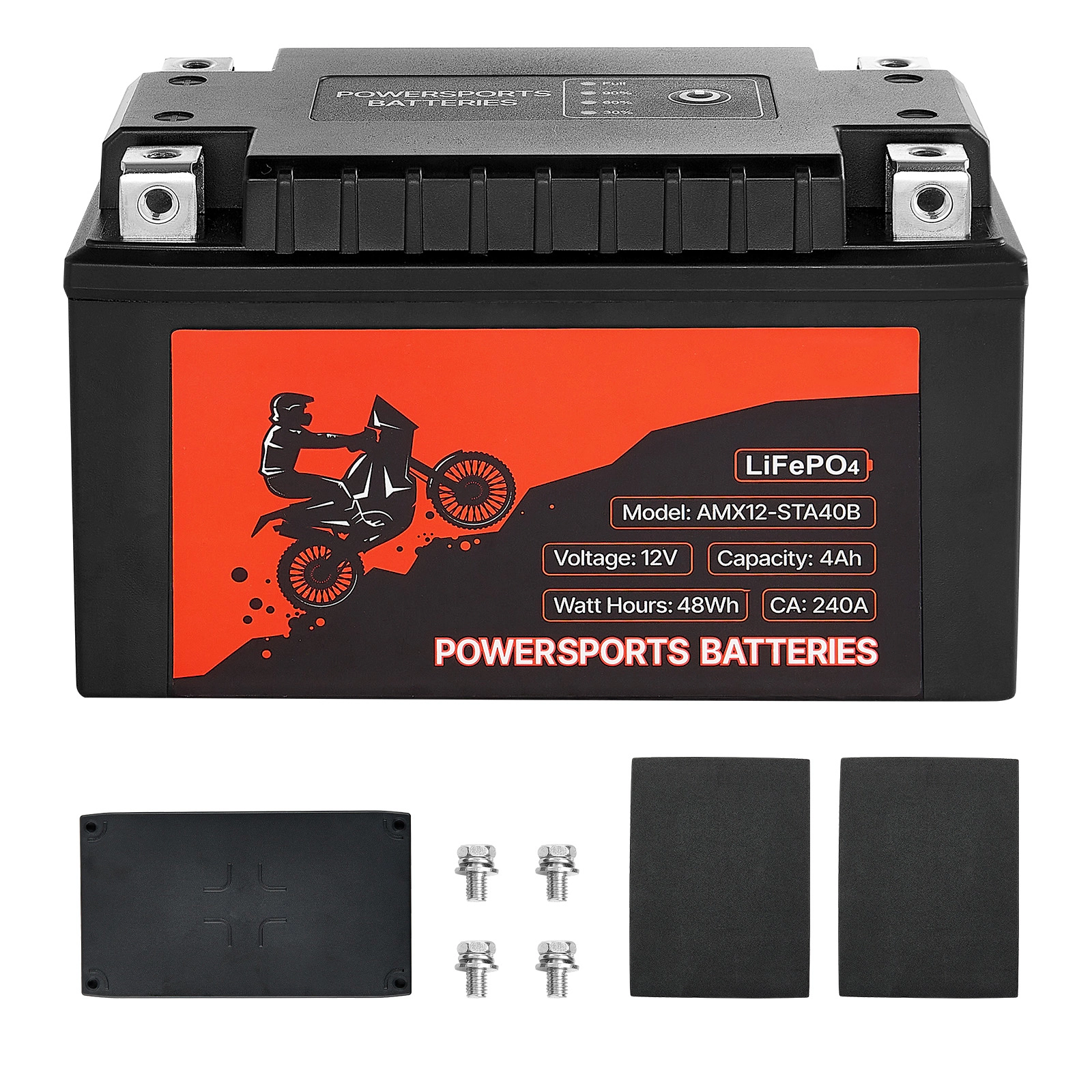 HONGGE Motorcycle Battery, 12 Volt, LiFePO4 Lithium Pre-Charged Powersports Maintenance Free & High Performance
