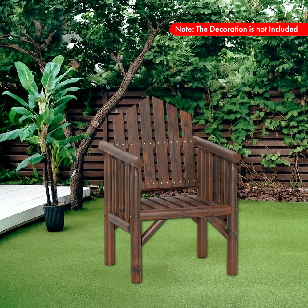 Hivvago Wooden Patio Dining Armchair with Sturdy Frame for Outdoor Seating