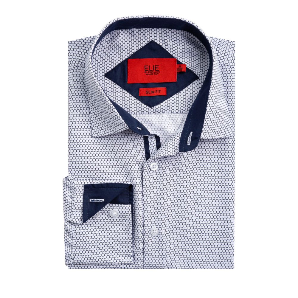 Elie Balleh Boys Slim Fit Honeycomb Button-Down Shirt